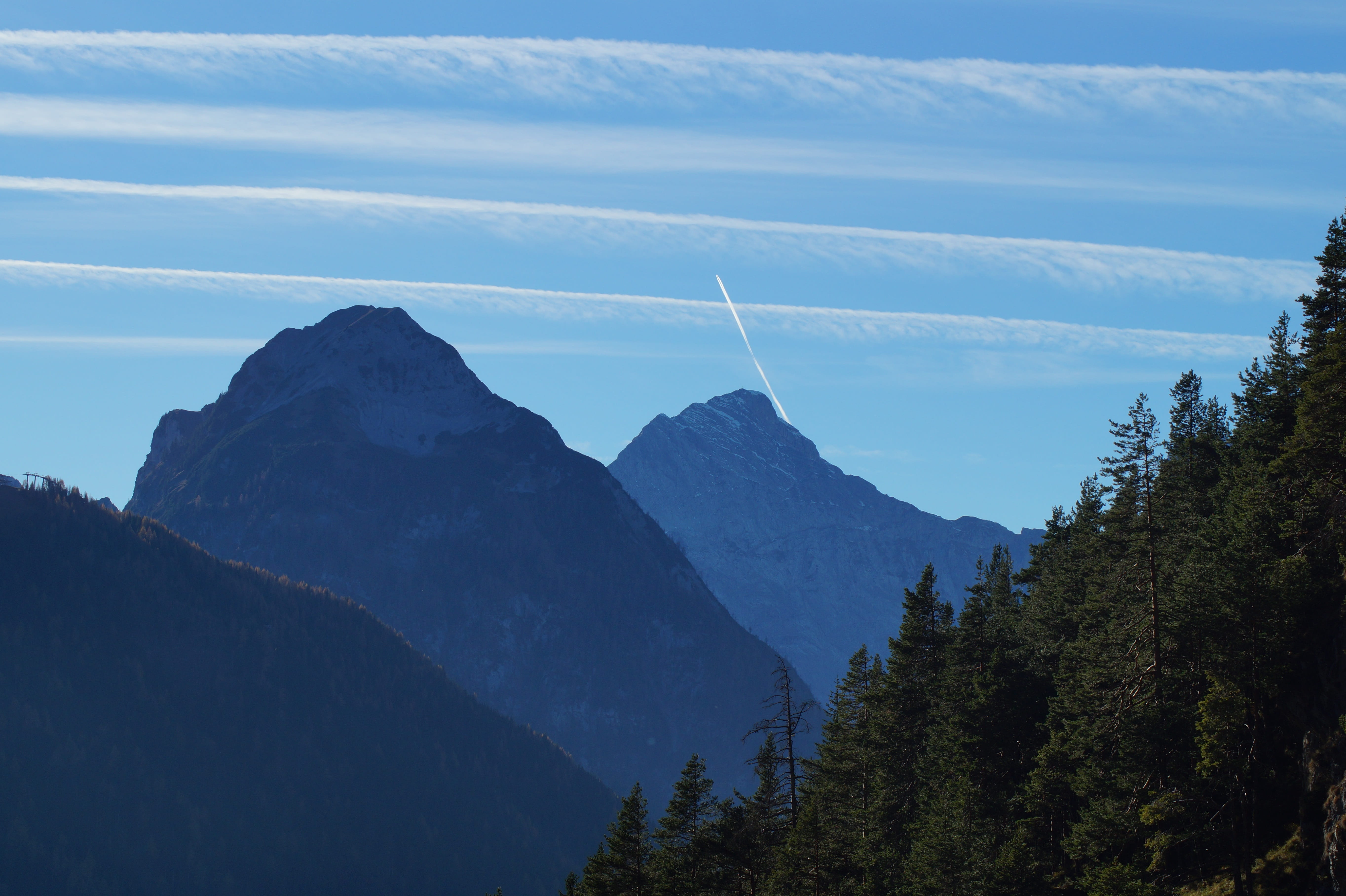 landscape, nature, non-urban scene, mountain range, Tyrol, high, scenics, Contrail, environment, sky, day, aircraft, karwendel, idyllic, no people, growth, HD Wallpaper