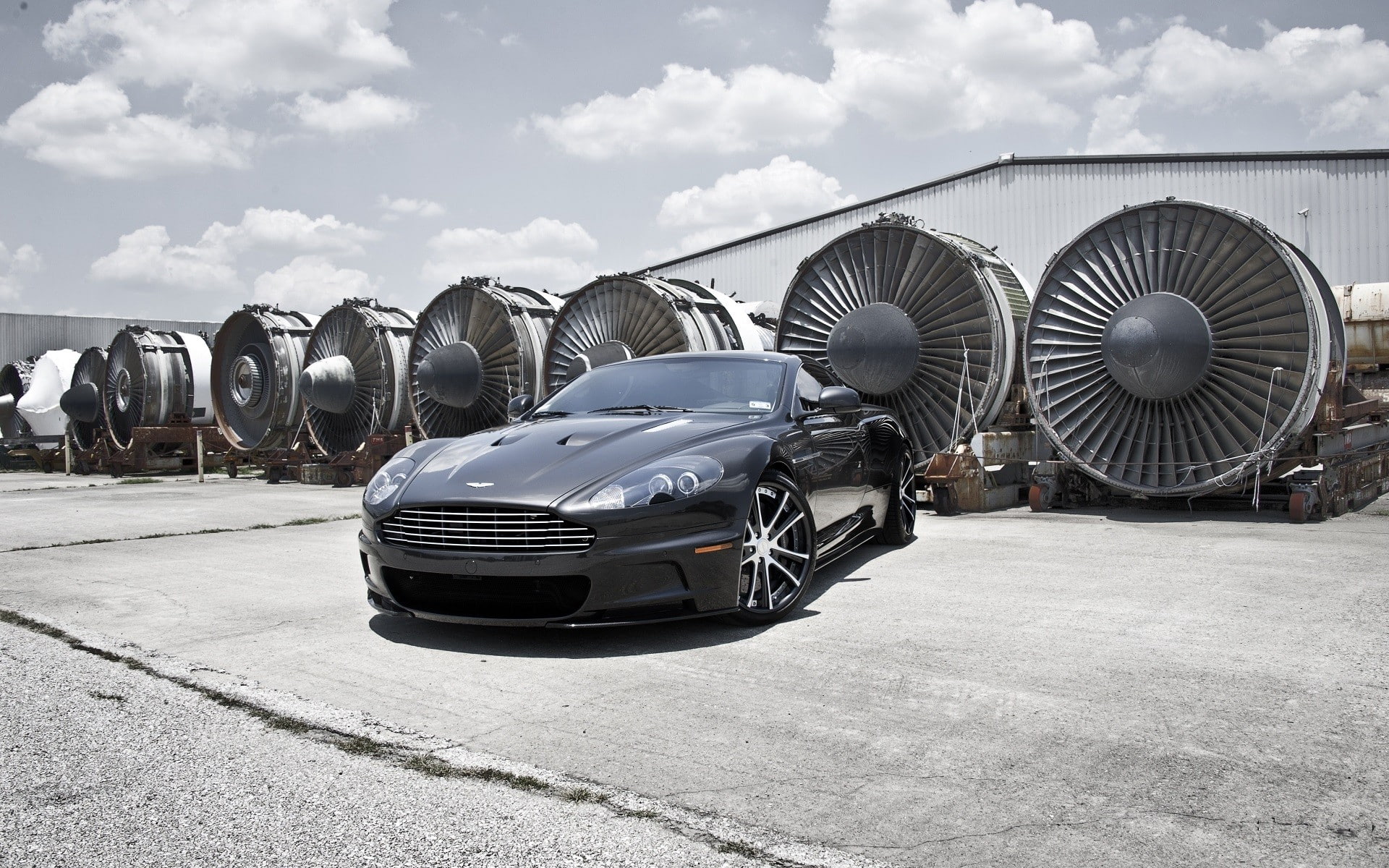 sunlight, air vehicle, travel, Aston Martin, engine, day, cloud - sky, land vehicle, sky, transportation, mode of transportation, motor vehicle, turbines, HD Wallpaper
