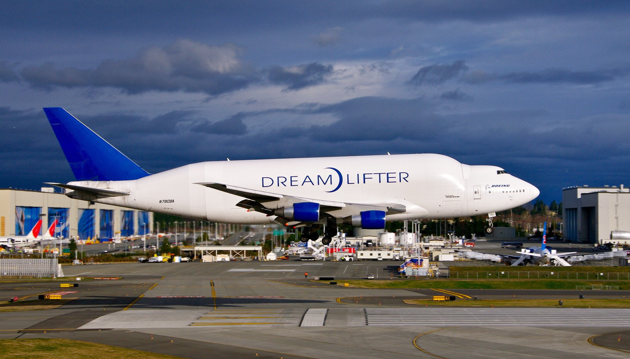 747 400, sky, airliner, aircrafts, plane, 1080P, transport, beluga, airplane, dreamlifter, cargo, boeing, HD Wallpaper