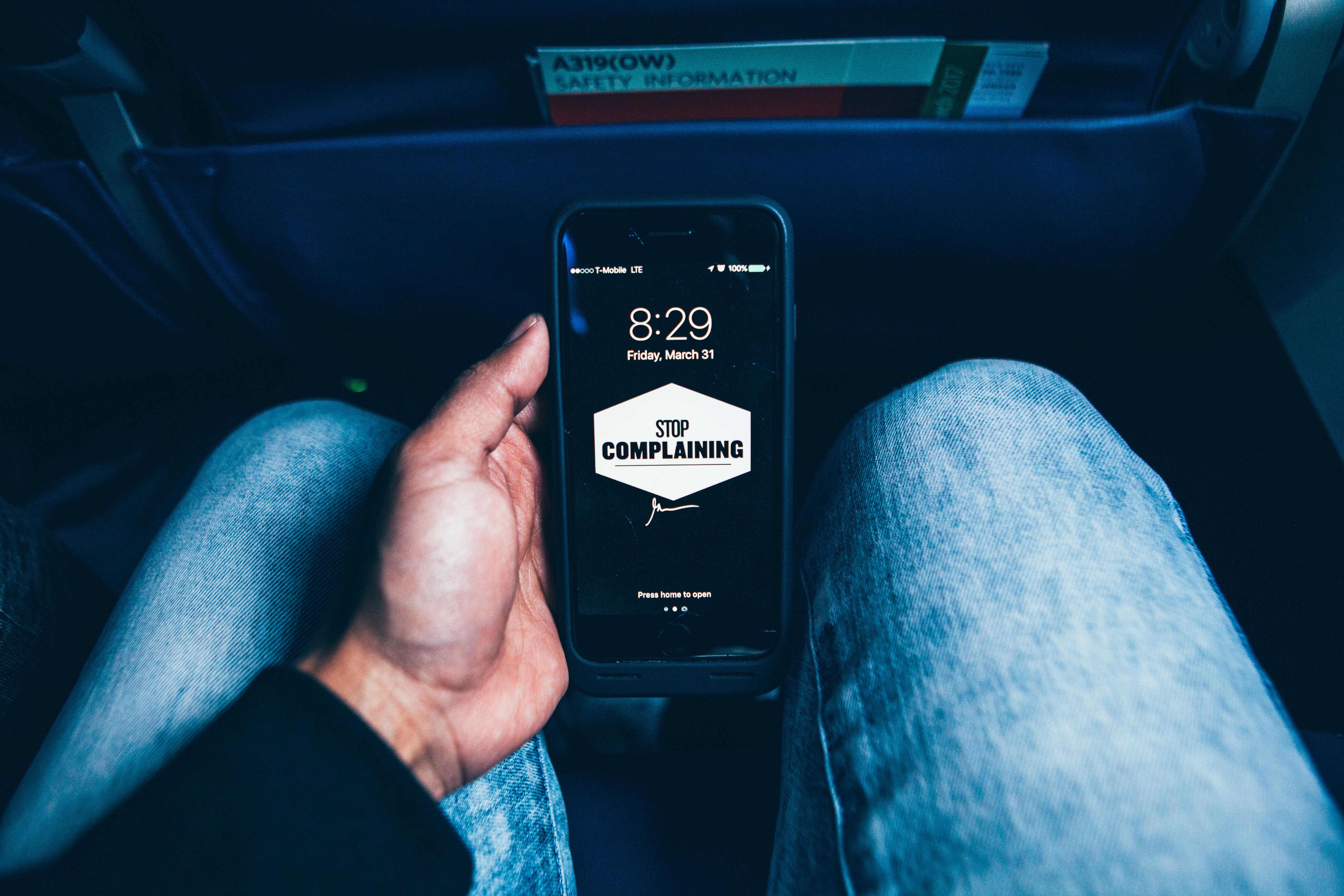 mode of transportation, human limb, human hand, text, denim, communication, 5K, time, stop complaining, jeans, screengrab, finger, smartphone, car, phone, HD Wallpaper