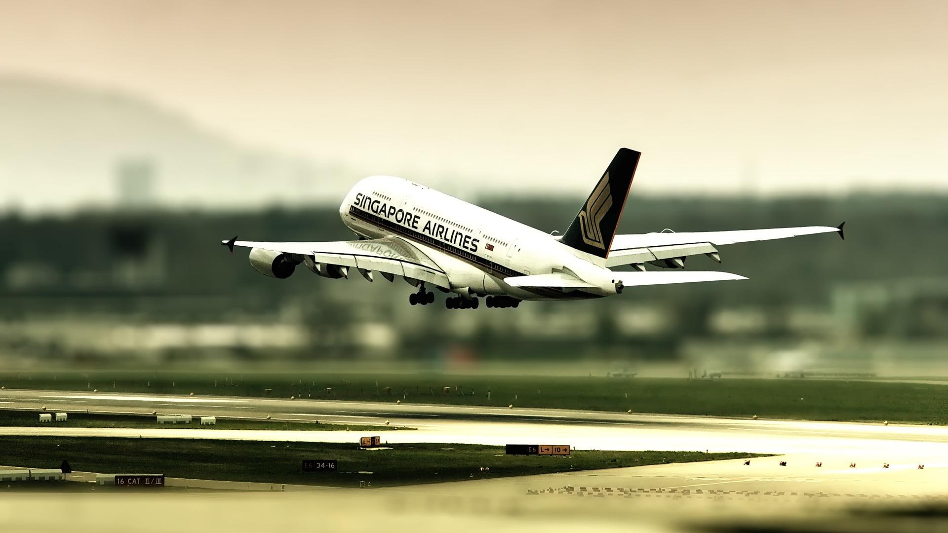airlines, plains, aircraft planes, singapore, boeing, aircraft, 1080P, clouds, HD Wallpaper