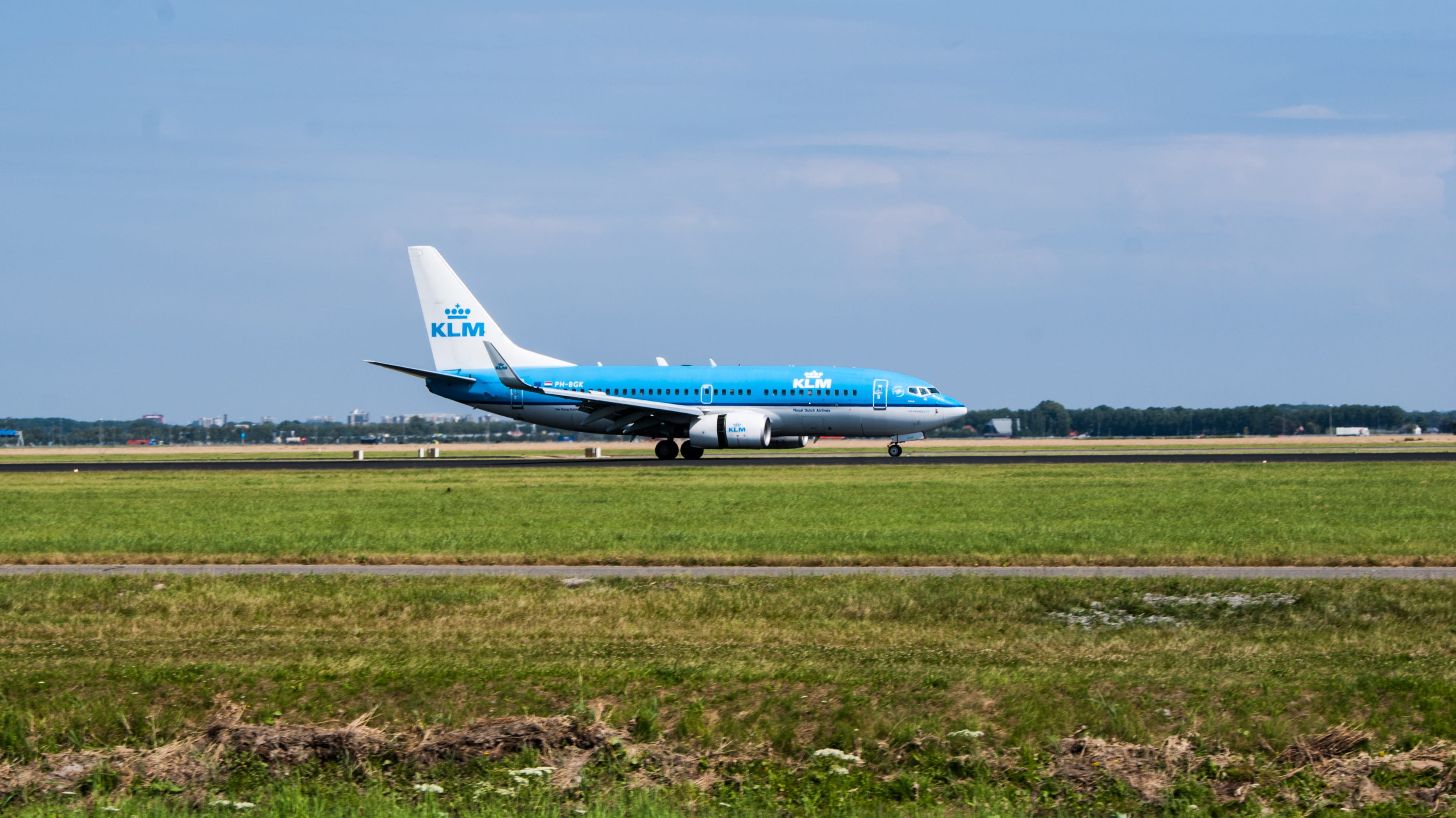 royal, day, transportation, landing, blue, pilot, aerospace industry, airline, side view, fly, 2K, journey, mode of transportation, Schiphol, Blue, Royal, HD Wallpaper
