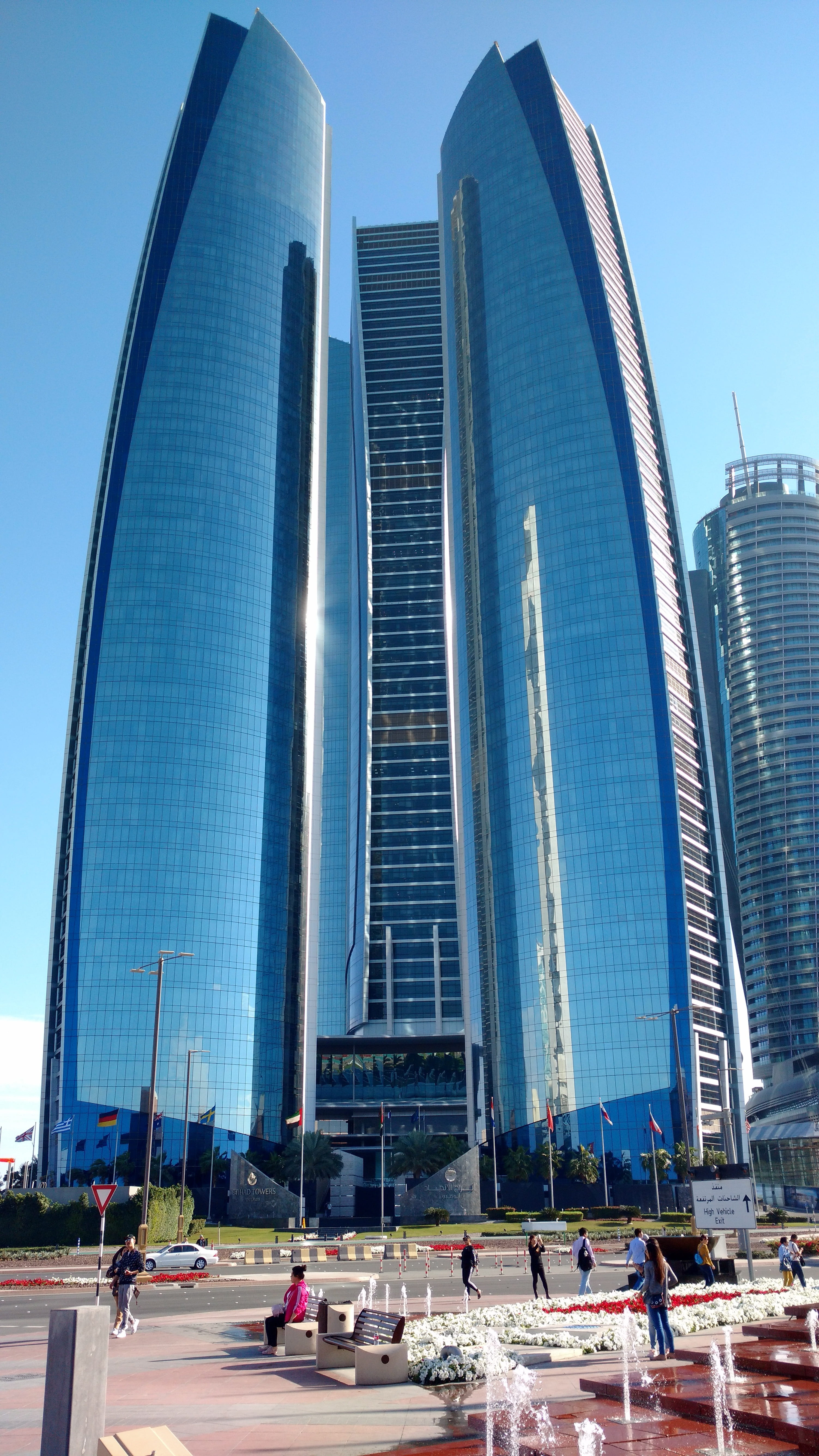 abu dhabi, tower, office building exterior, modern, etihad towers, blue, skyscraper, building, built structure, building exterior, 5K, the skyscraper, Phone HD Wallpaper