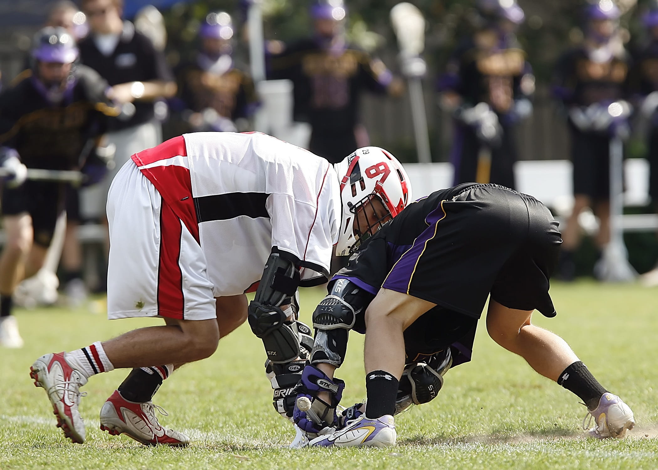 american football - sport, competition, day, headwear, bending, 1080P, outdoors, security, clothing, real people, protection, uniform, grass, lax, child, HD Wallpaper