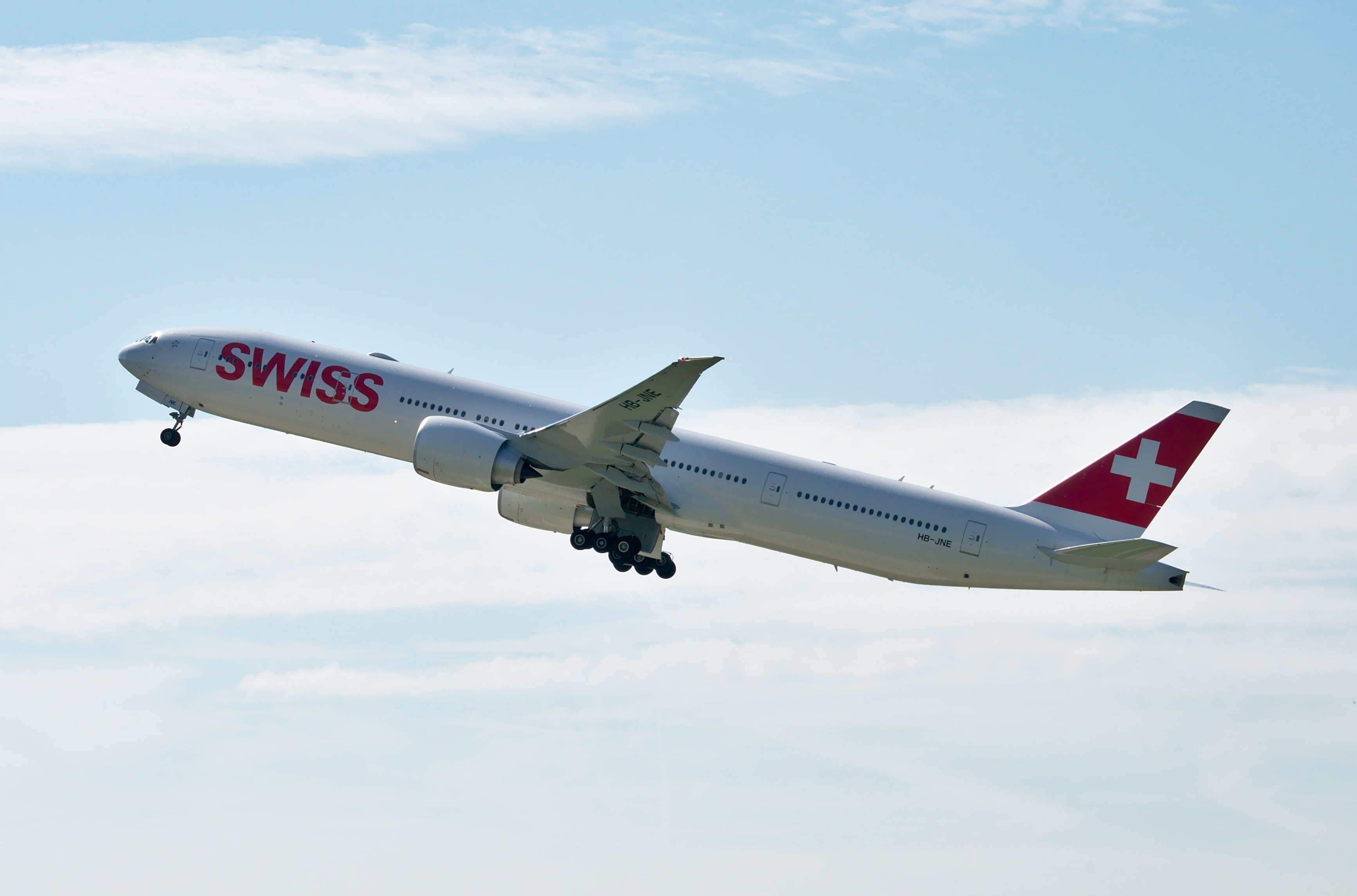 transportation, nature, side view, no people, mode of transportation, boeing, travel, sky, plane, transport, aircraft, single object, mid-air, swiss airlines, HD Wallpaper