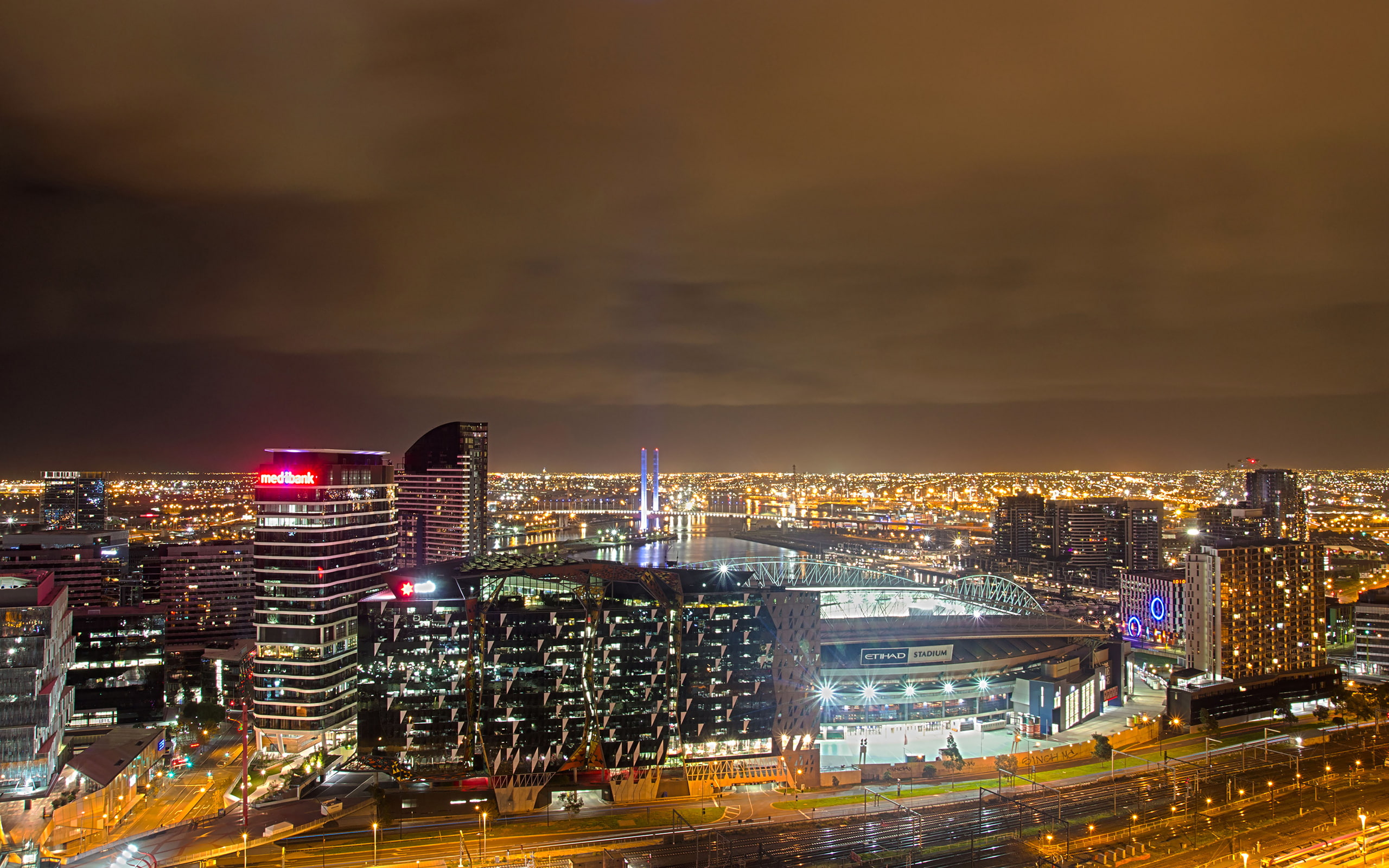 night, lights, the sky, home, panorama, clouds, manchester, 2K, England, HD Wallpaper