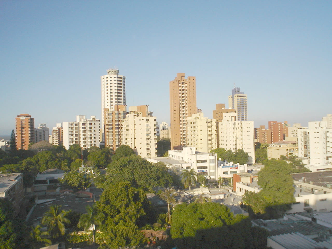 day, building, no people, Barranquilla, skyscrapers, Skyline, landscape, tall, plant, clear sky, office building exterior, cityscape, Colombia, skyscraper, HD Wallpaper
