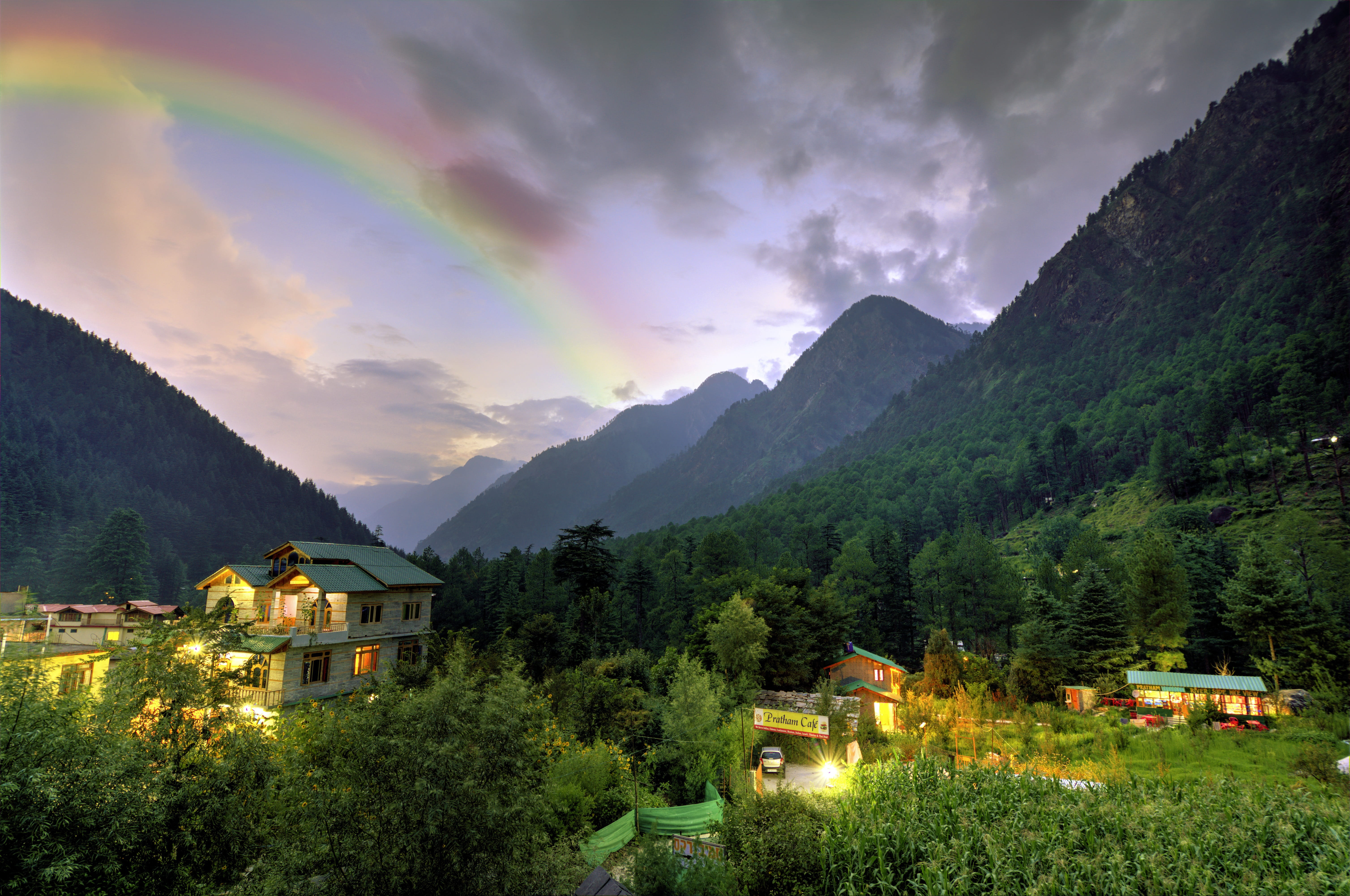 house, 5K, mountain, plant, evening, tree, nature, outdoors, building exterior, sky, scenics - nature, architecture, Hill Station, Landscape, cloud - sky, HD Wallpaper