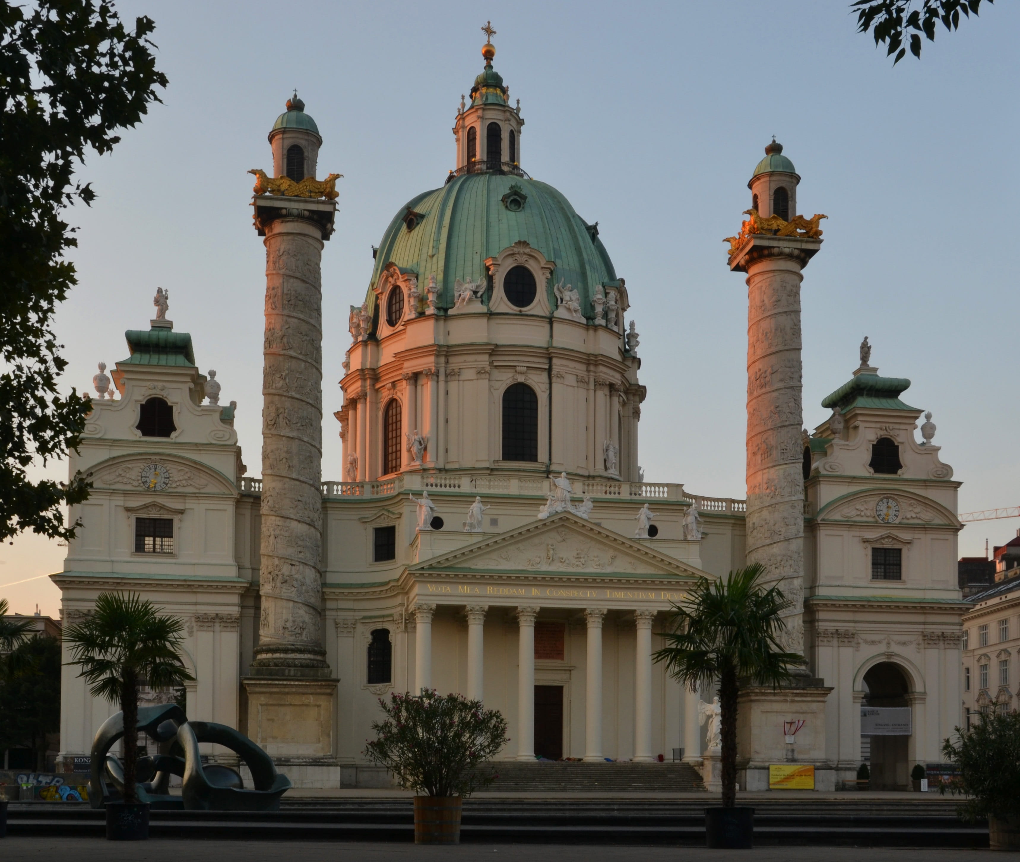 arch, spirituality, historically, belief, no people, austria, johann bernhard fischer von erlach, Vienna, day, outdoors, facade, St CharlesS Church, place of worship, HD Wallpaper
