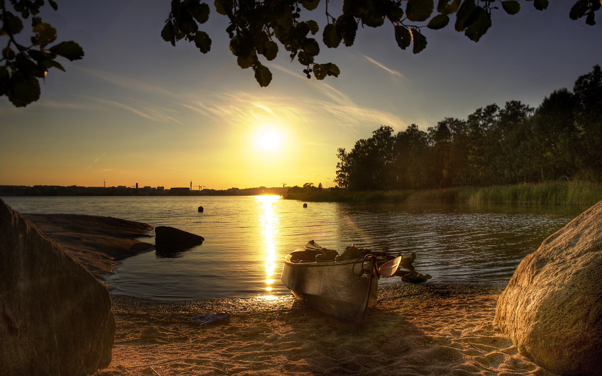 no people, idyllic, tranquility, sunlight, beauty in nature, plant, outdoors, reflection, orange color, computer  desktop background hd nature  1920x1200, HD Wallpaper