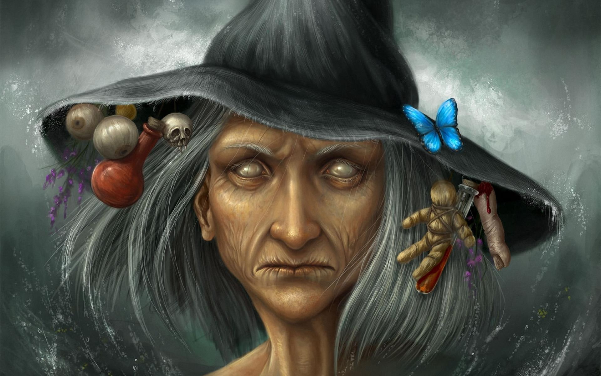special, dark, fantasy, 1080P, 3d and abstract, halloween, witch, HD Wallpaper