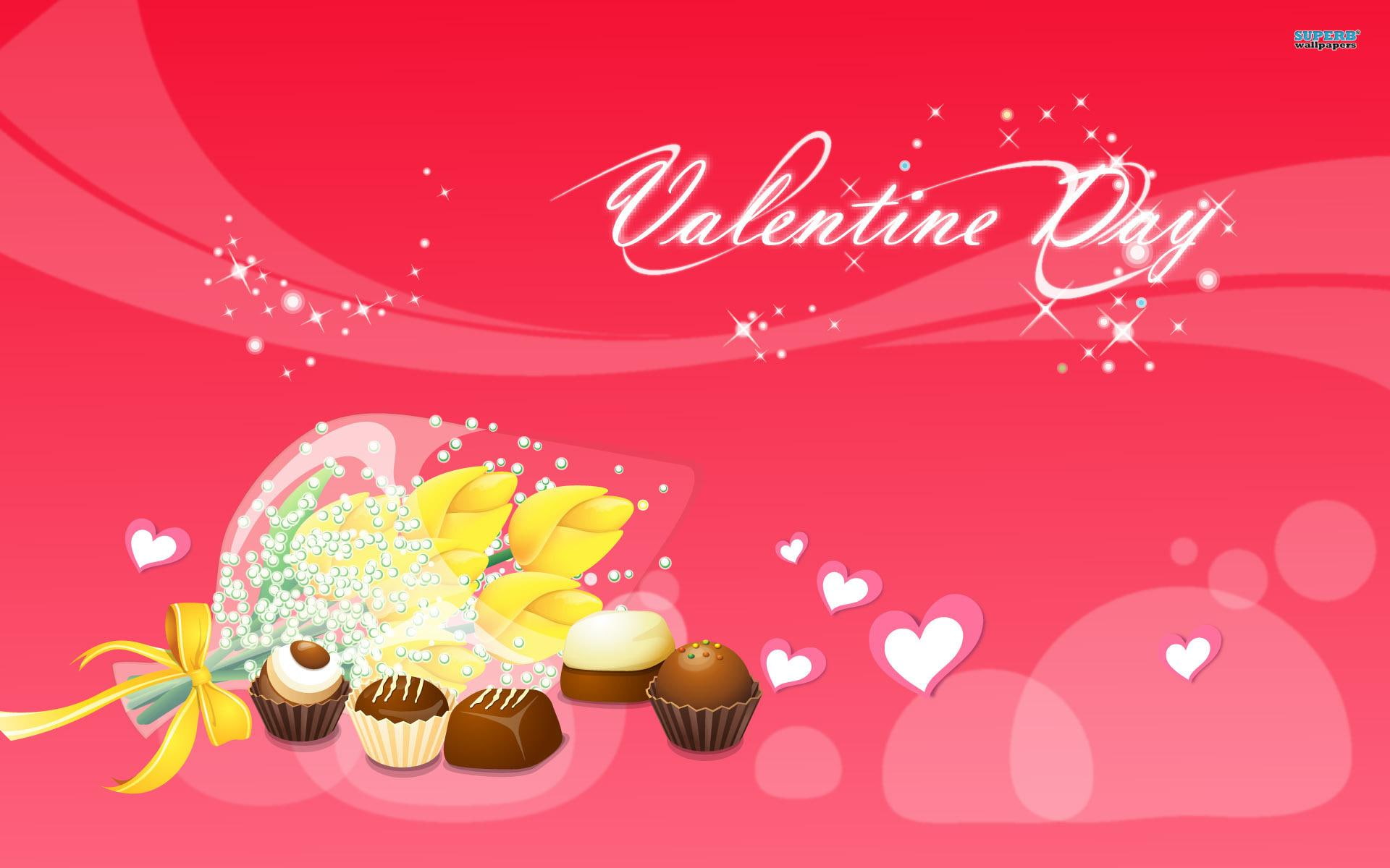 valentines day, day, chocolate, cy, hearts, s, candy, pink, illustration, 3d and abstract, flowers, romance, 1080P, valentine, HD Wallpaper