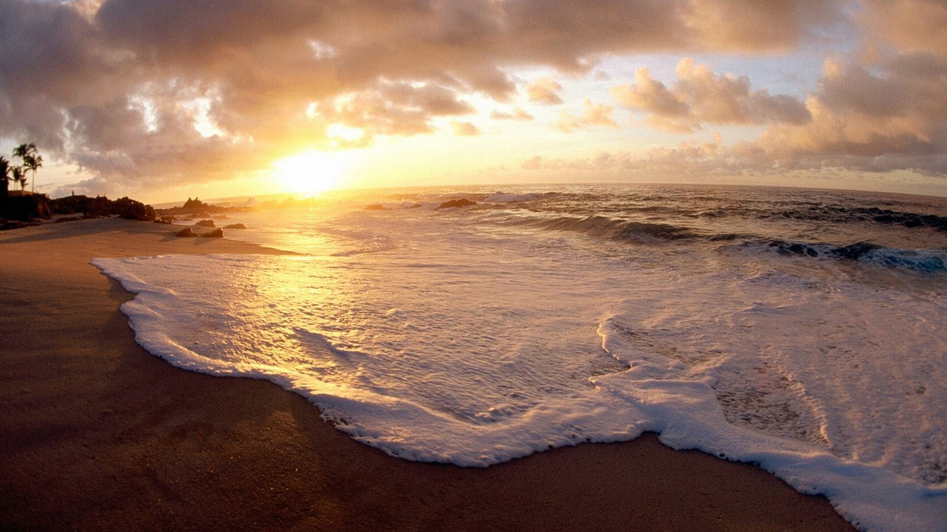 wave, cloud - sky, sea, beauty in nature, water, horizon, no people, land, 1080P, sky, beautiful photos of nature scenery  1920x1080, horizon over water, HD Wallpaper