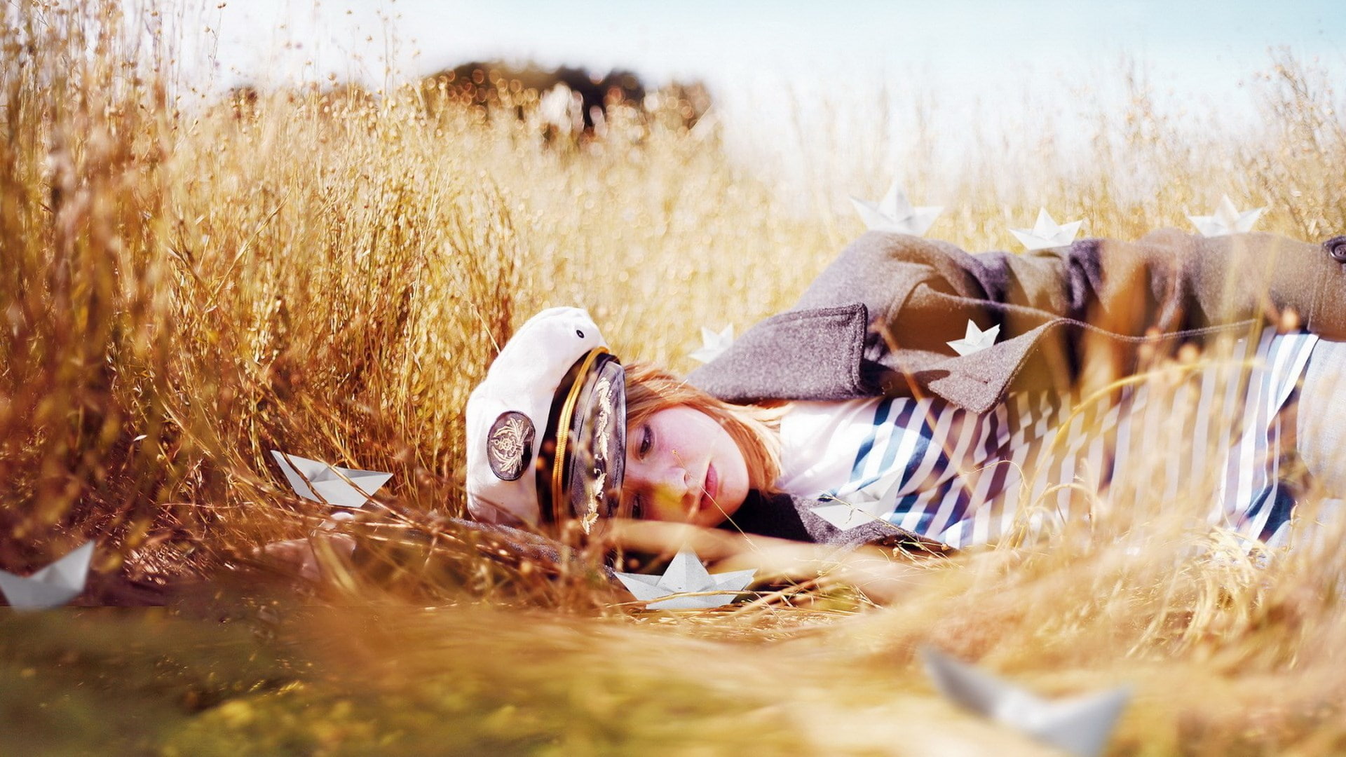 grass, outdoors, lying down, casual clothing, young adult, leisure activity, adult, one person, land, day, selective focus, relaxation, women, sunlight, HD Wallpaper