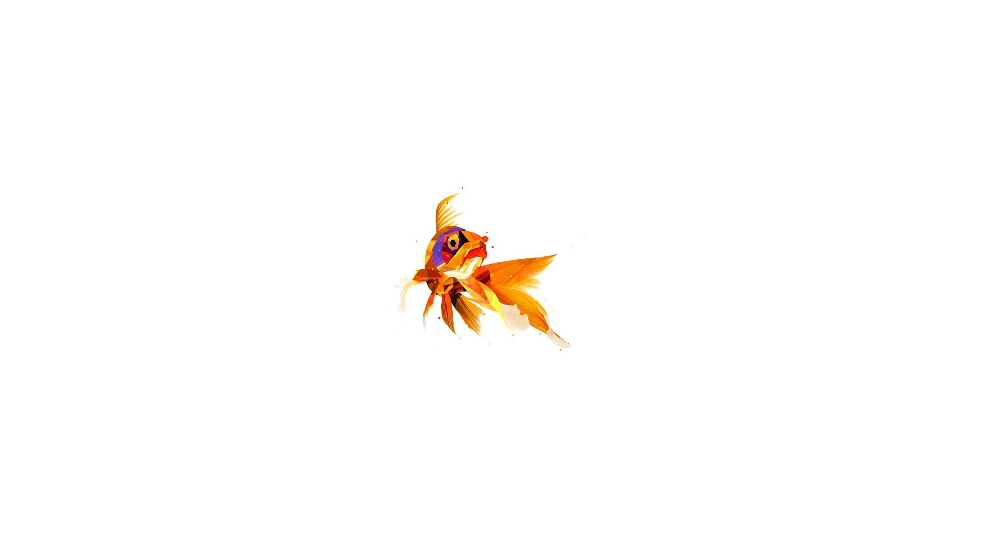 1080P, low poly, animals, minimalism, fish, digital art, gold, HD Wallpaper