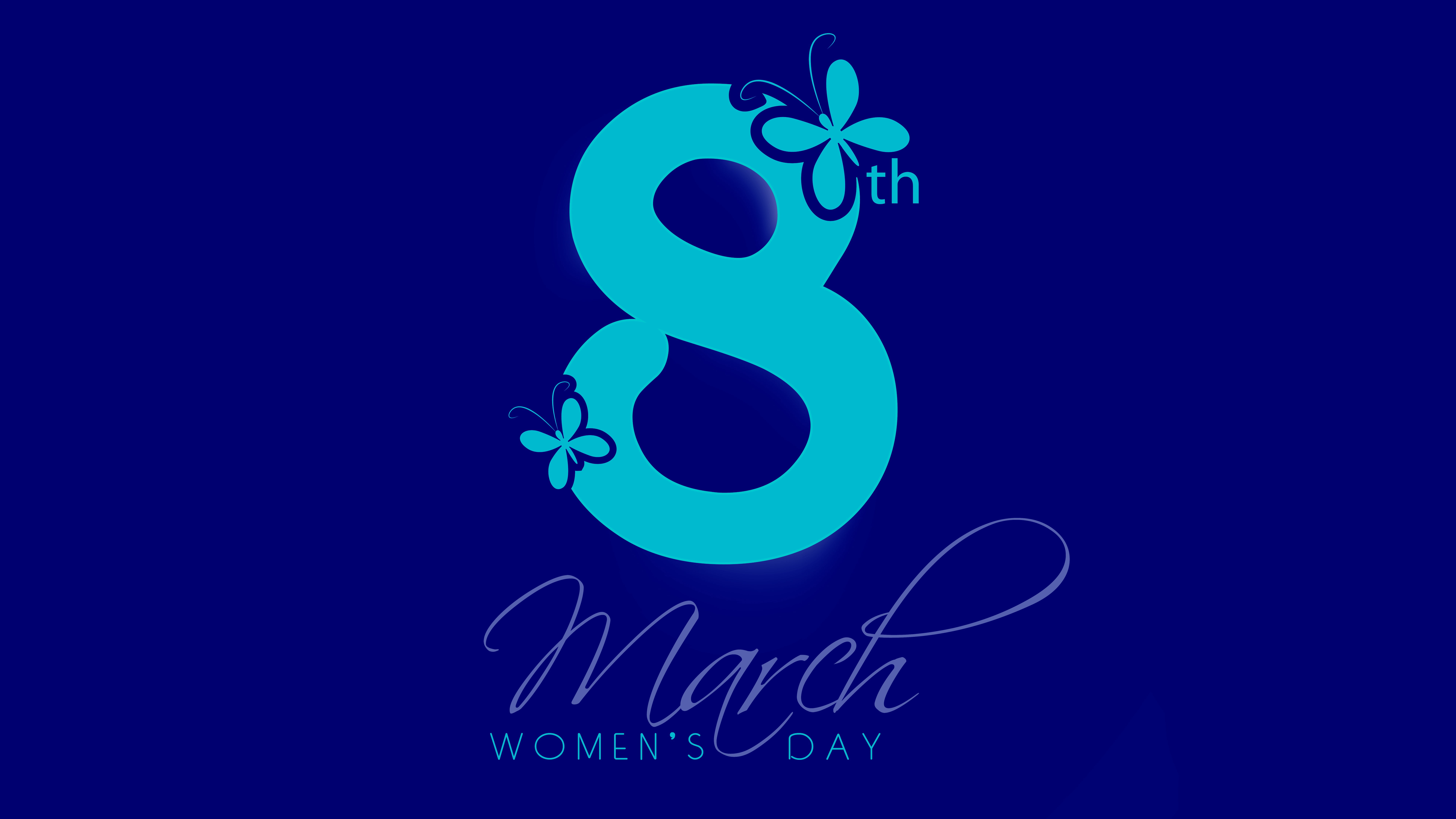 4K, Womens Day, March 8, 8K, 8K, Blue background, HD Wallpaper