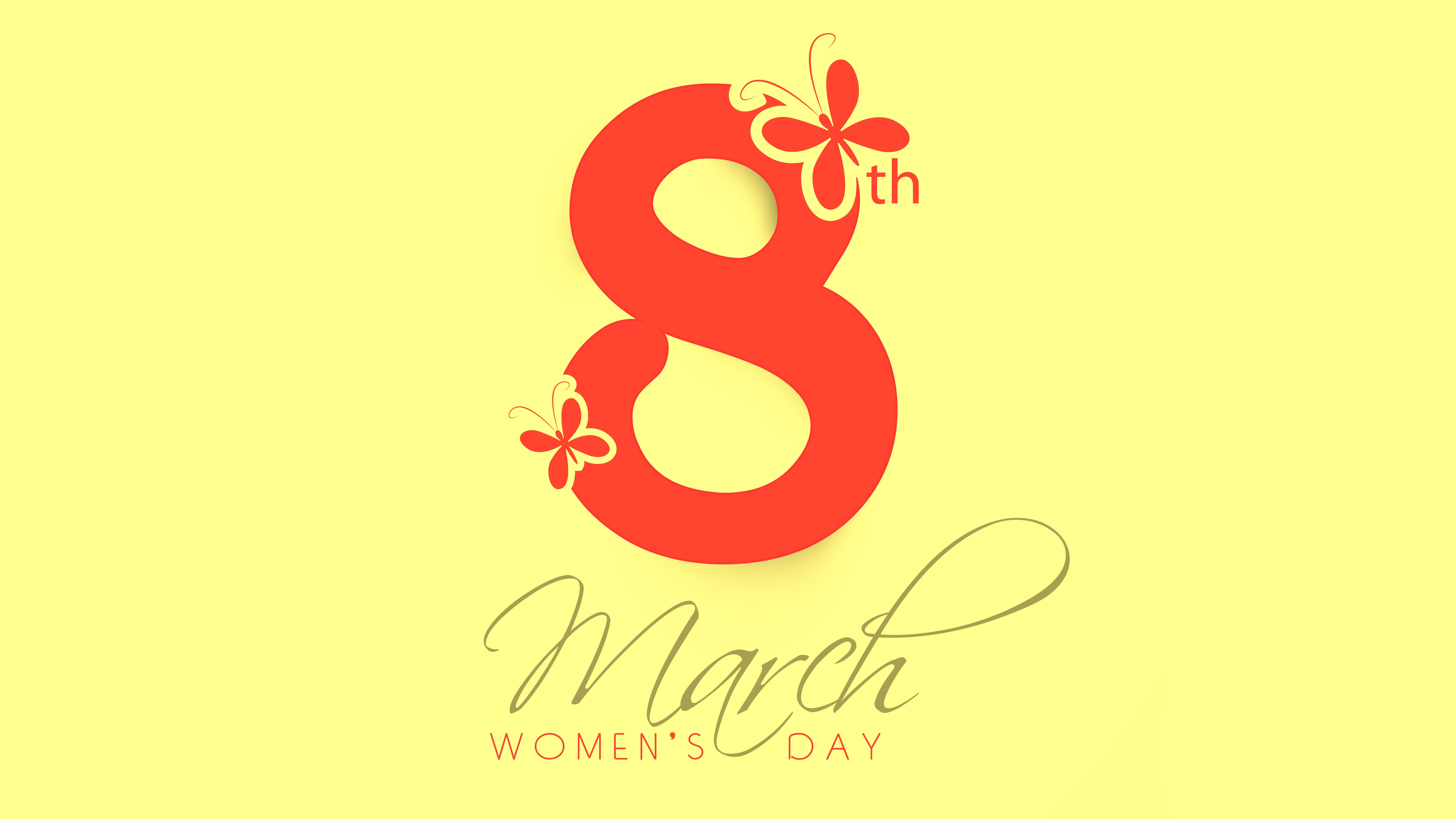 8K, Yellow background, Womens Day, 4K, March 8, 8K, HD Wallpaper
