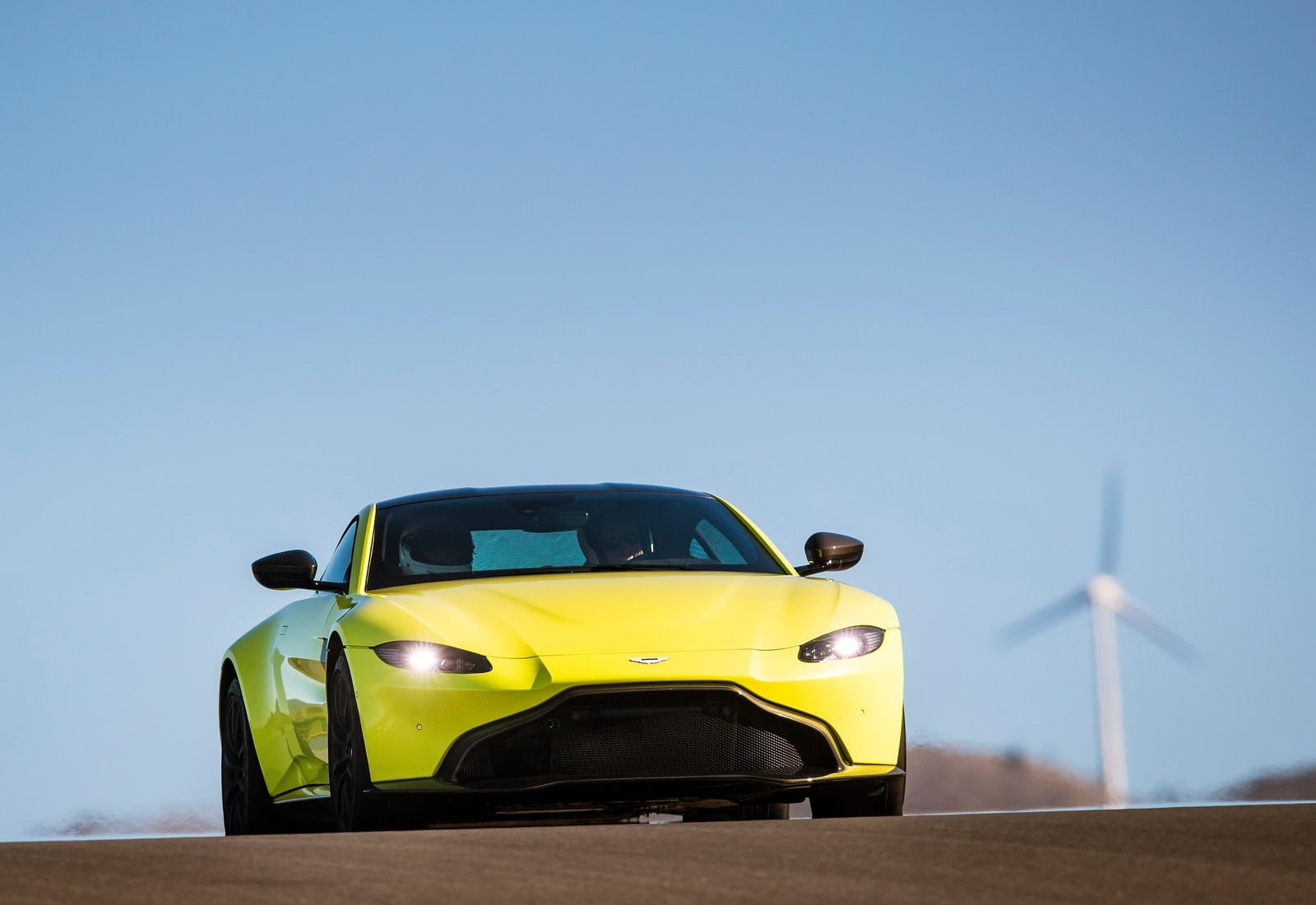 car, environment, wind turbine, vantage, no people, land vehicle, motor vehicle, lime, nature, aston, outdoors, clear sky, copy space, environmental conservation, HD Wallpaper