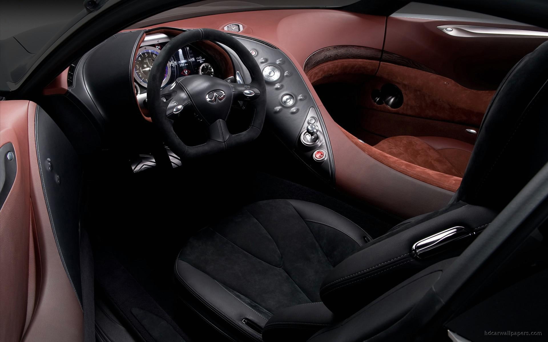 brown, concept, essence, black, vehicle, infiniti, cars, 2009, 1080P, interior, HD Wallpaper