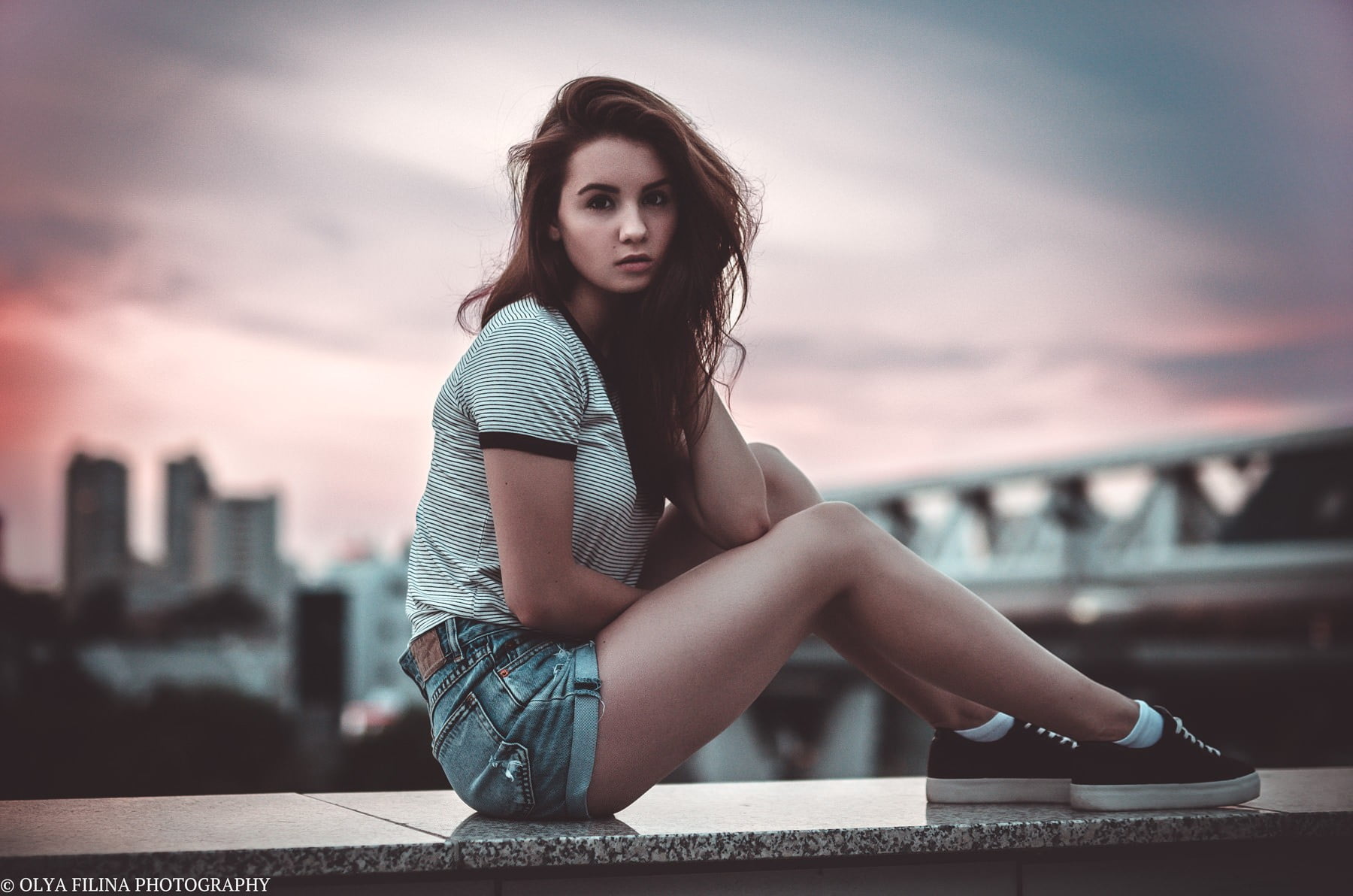looking at camera, shoes, beauty, outdoors, hairstyle, women, real people, young adult, one person, full length, cloud - sky, beautiful woman, sunset, leisure activity, HD Wallpaper