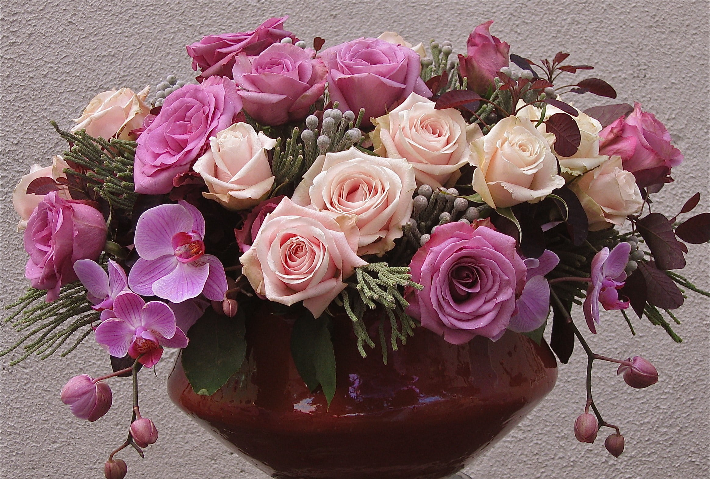 outdoors, purple, arrangement, flower Head, bunch of flowers, pink Color, rose - Flower, pink, orchids, celebration, no people, close-up, flower, petal, HD Wallpaper