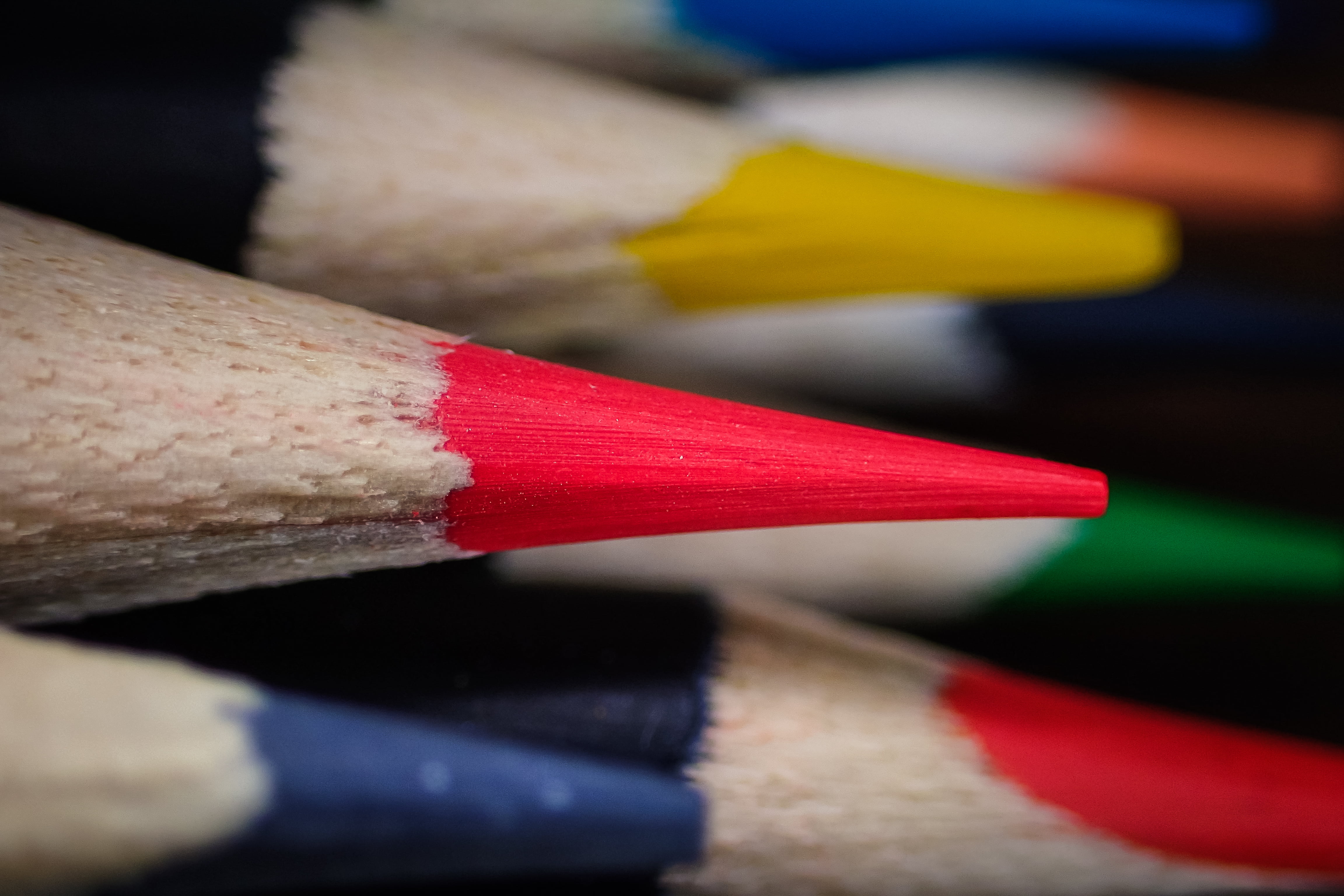 education, colored, 4K, close-up, Mondays, colored pencil, equipment, TG-4, HMM, lot, OLYMPUS, red, Macro, pencil, Colored Pencils, HD Wallpaper