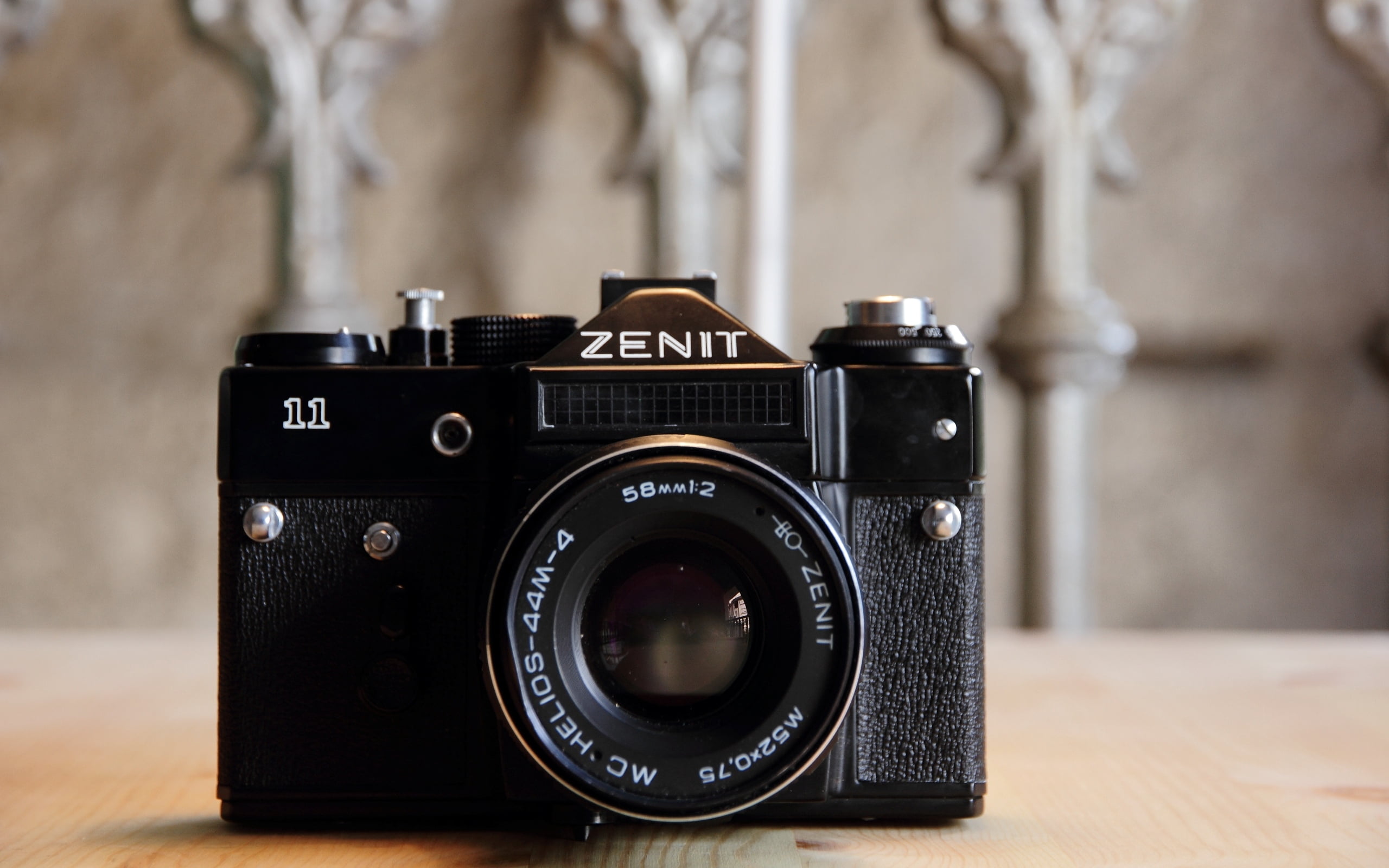 wood - Material, lens, indoors, photography Themes, text, close-up, zenit, obsolete, photograph, table, 2K, photographic equipment, focus on foreground, HD Wallpaper