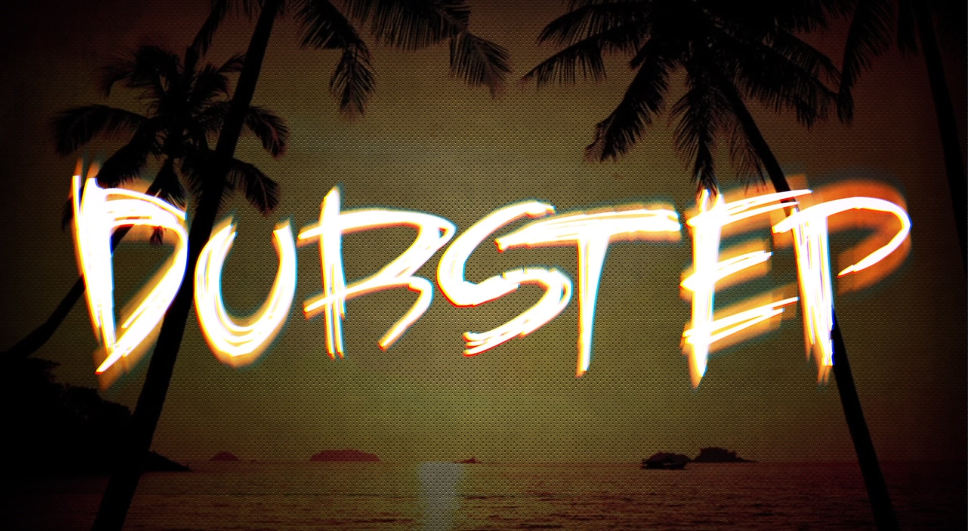Dubstep, communication, light, long exposure, nature, no people, night, palm tree, wall - building feature, 1080P, palm, neon, palm trees, glowing, outdoors, HD Wallpaper