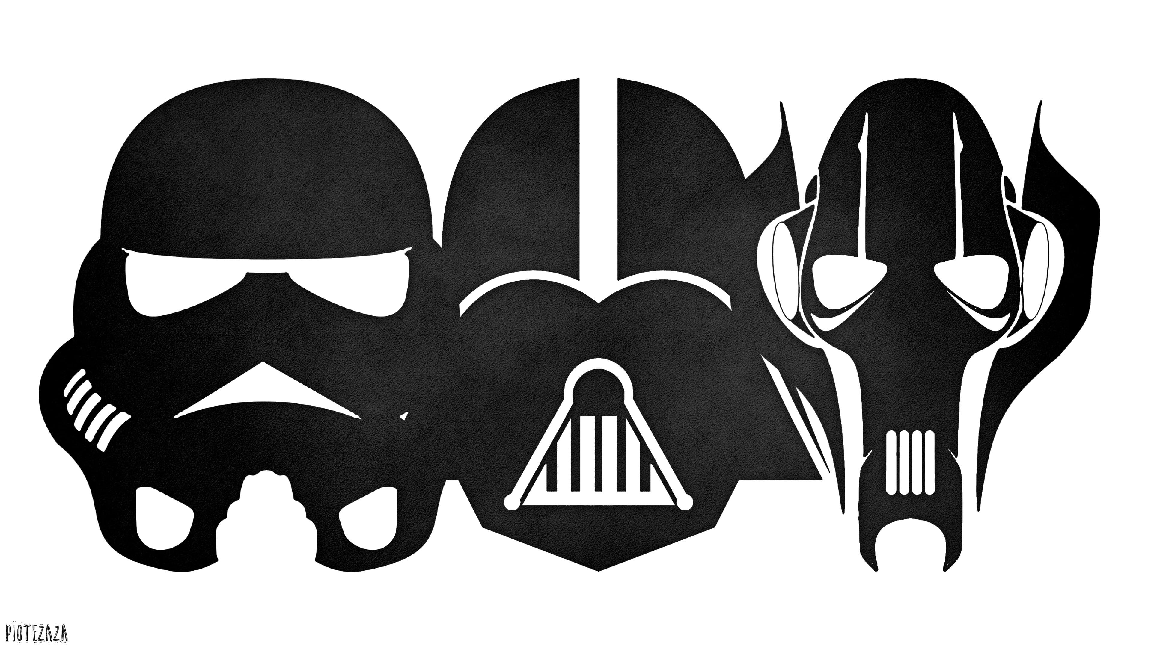 still life, copy space, two objects, disguise, 4K, representation, art and craft, black color, Darth Vader, heart, Star Wars, design, stormtrooper, indoors, HD Wallpaper