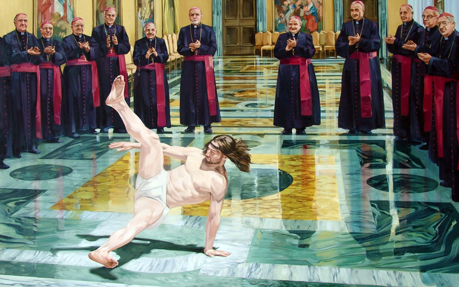 religion, Jesus Christ, humor, 1080P, breakdance, HD Wallpaper