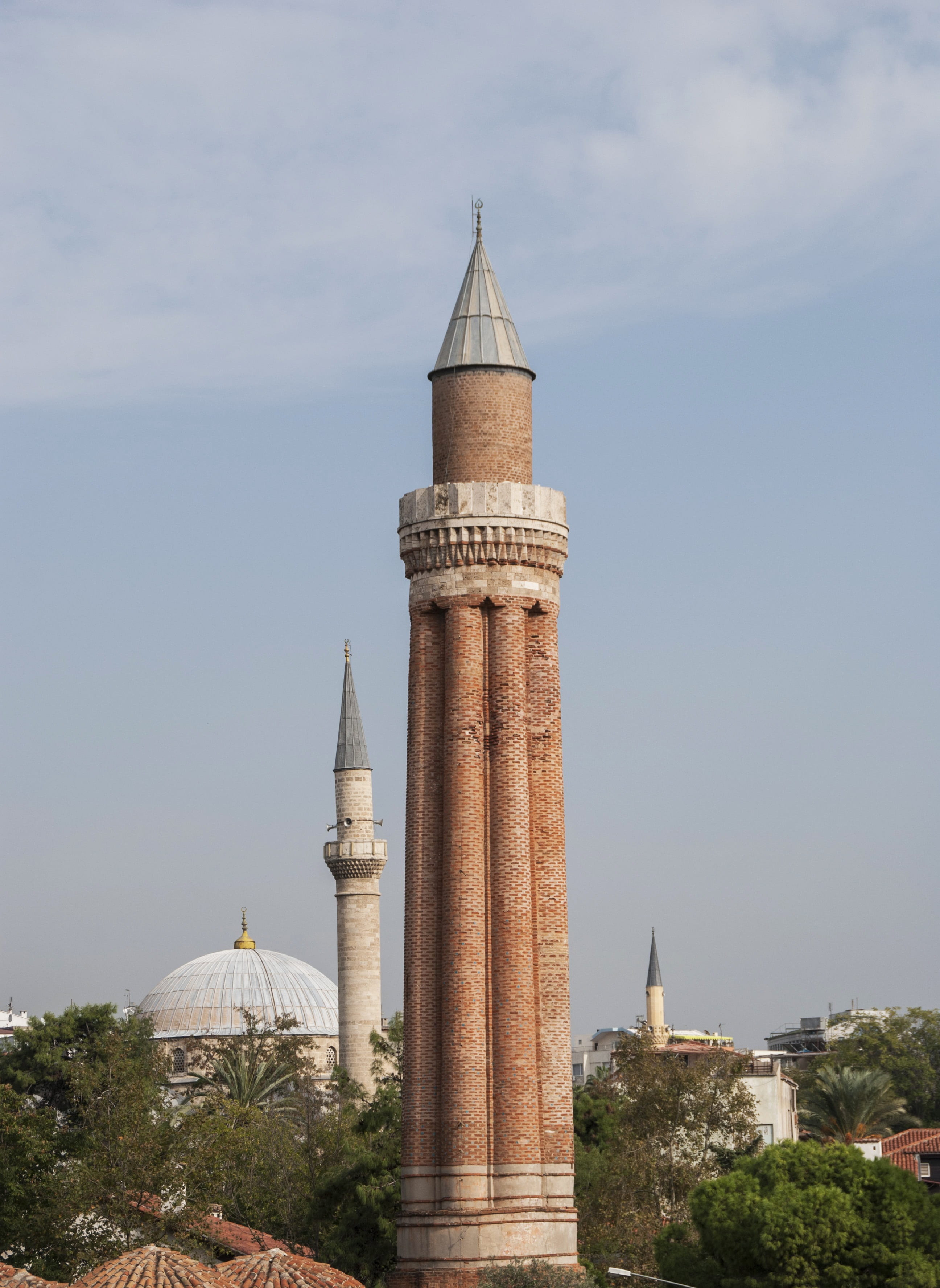 minaret, city ​​center, day, belief, aesthetics, peace, islam, landscape, built structure, yivli minaret, nature, religion, beautiful, antalya, faith, 2K, Phone HD Wallpaper
