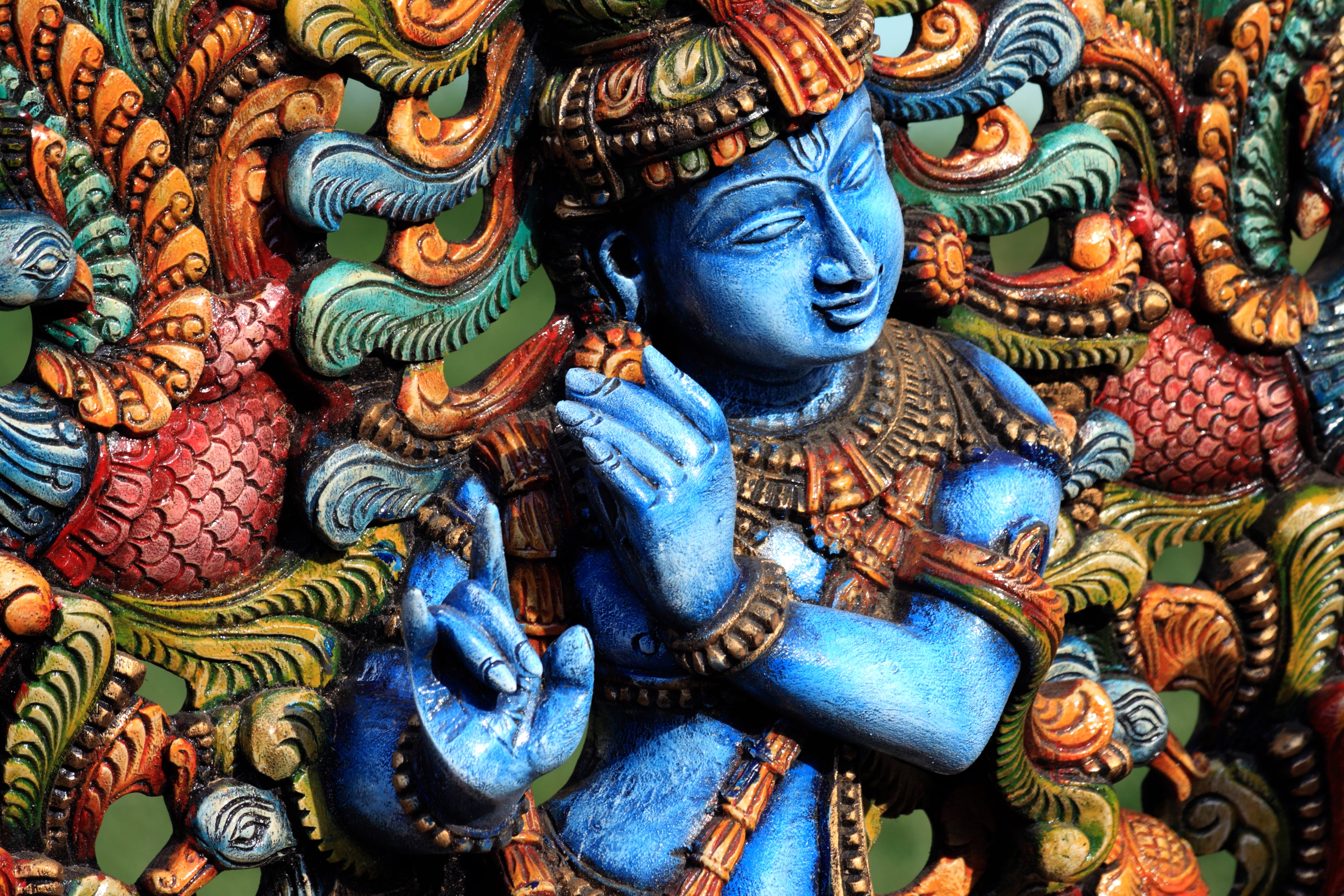 no people, belief, creativity, colors, spirituality, hindu, statue, multi colored, sculpture, representation, human representation, wood, full frame, religion, HD Wallpaper