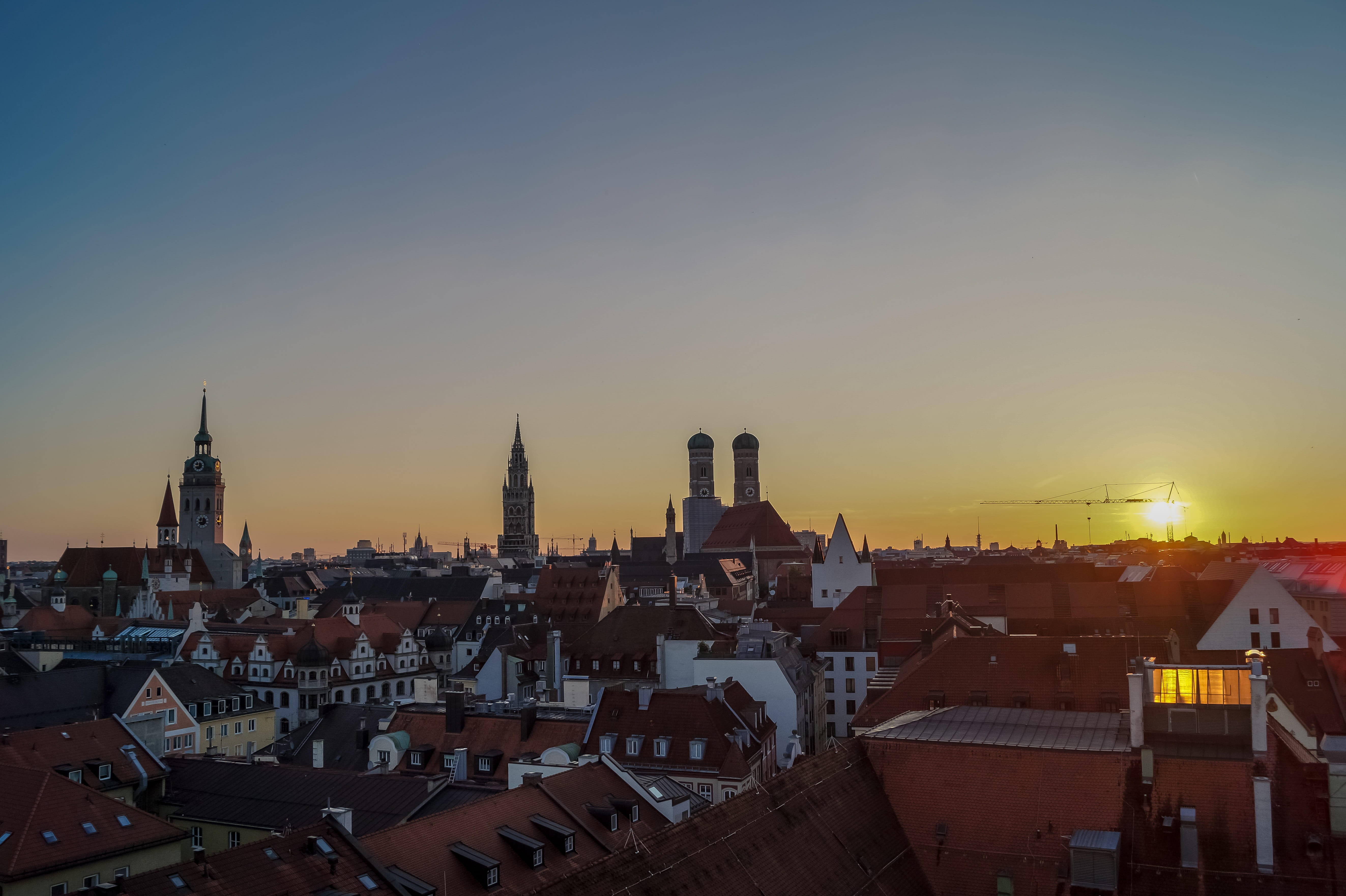 sky, cityscape, built structure, viewpoint, landmark, building, Bavaria, crowd, skyline, townscape, church, towers, roof, place of worship, travel destinations, HD Wallpaper