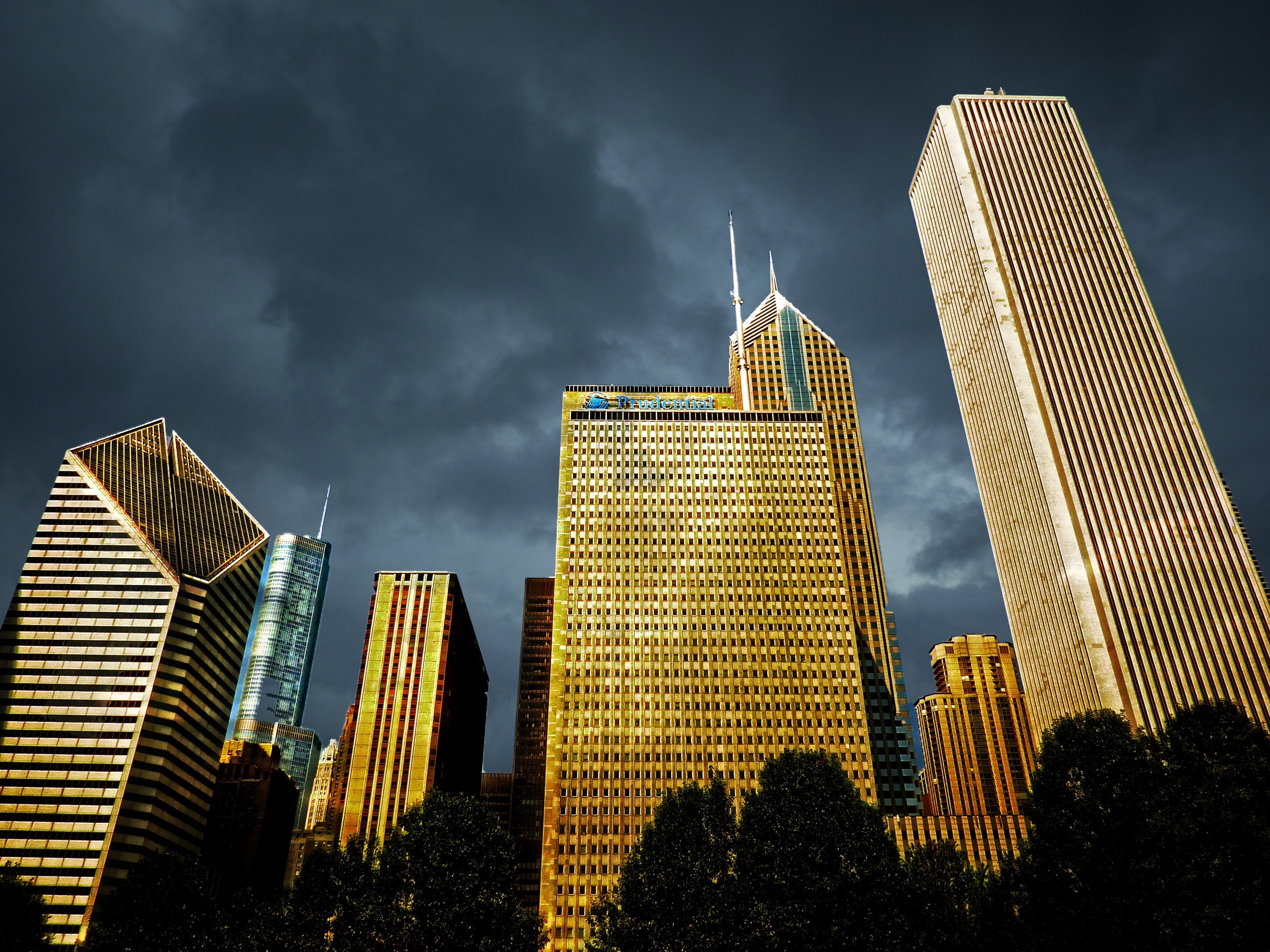 urban, tower, low angle view, thunderstorm, travel destinations, outdoors, tourist magnet, uSA, modern, cloud - sky, chicago, dawn, ohio, city, brown, cityscape, HD Wallpaper