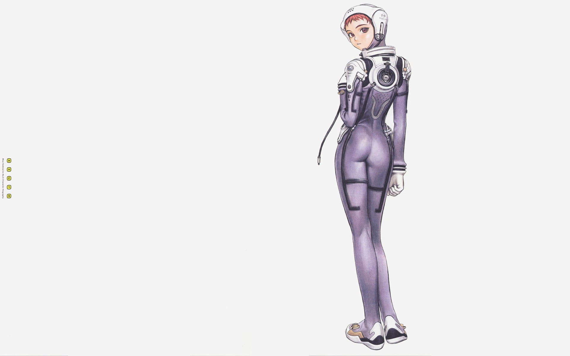 front view, indoors, Kino Mayumi, portrait, technology, adult, young adult, looking at camera, studio shot, one person, Blue Submarine No. 6, cut out, anime, HD Wallpaper