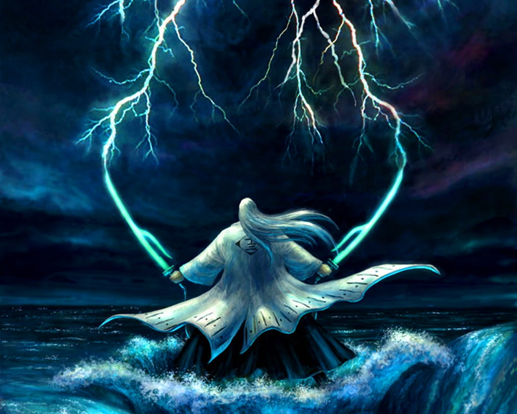 x, bleach, hd, anime, shikai, juushiro, zanpakuto, 480P, lightning, art, ukitake, HD Wallpaper