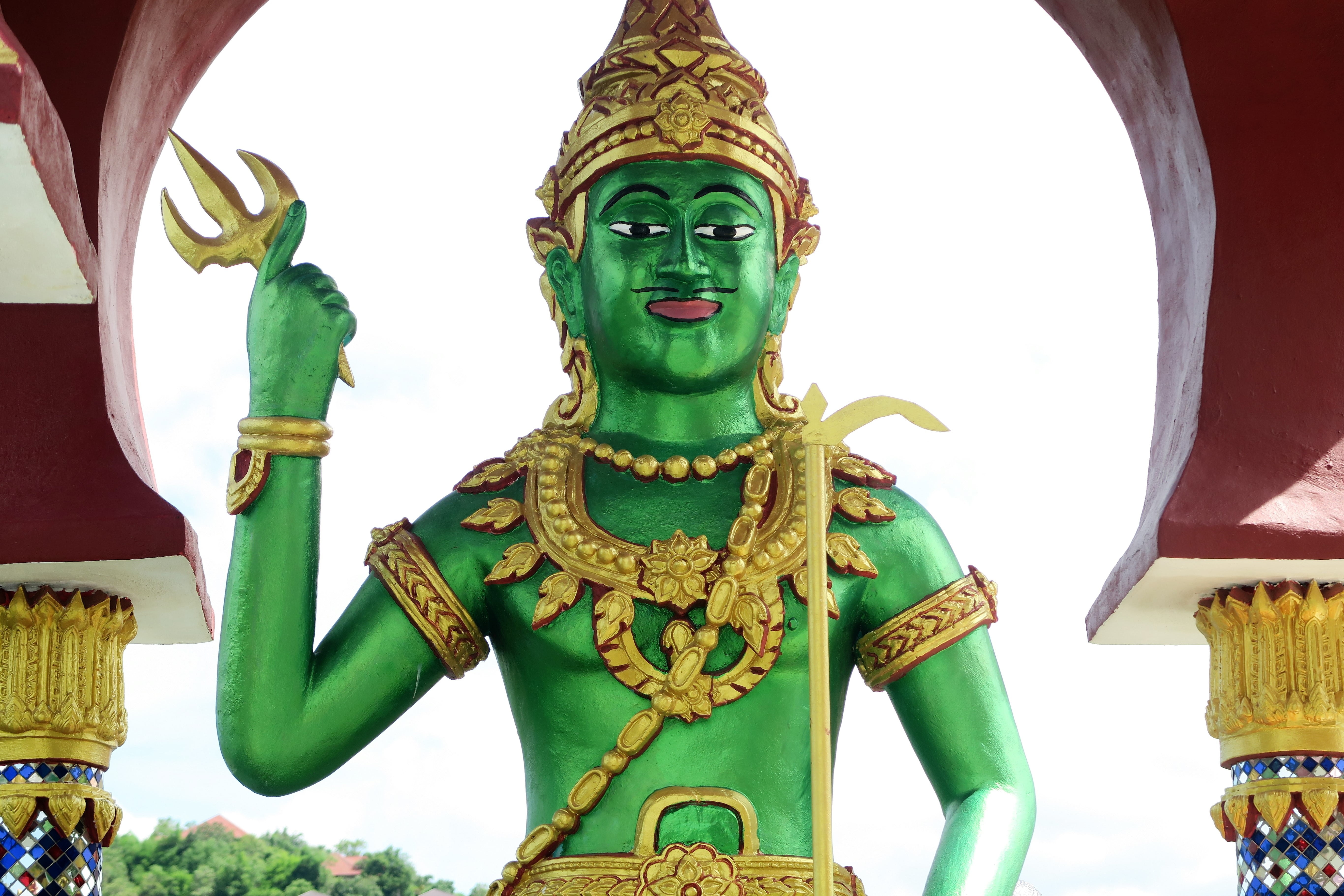 built structure, ornate, temple, 5K, thailand, place of worship, statue, religion, belief, human representation, green color, spirituality, low angle view, HD Wallpaper