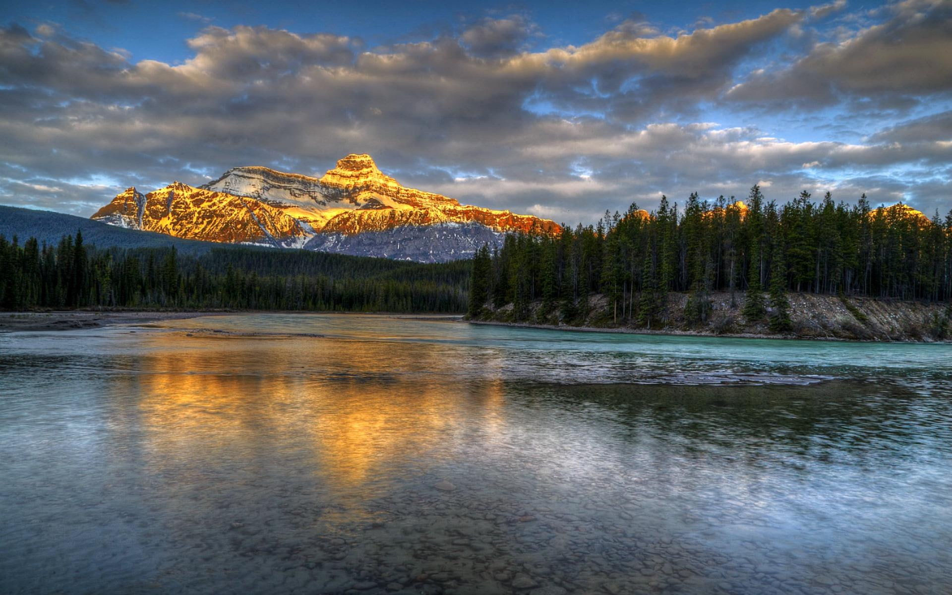 mount, reflection, lake, sunset, nature, mountains, christie, 1080P, HD Wallpaper