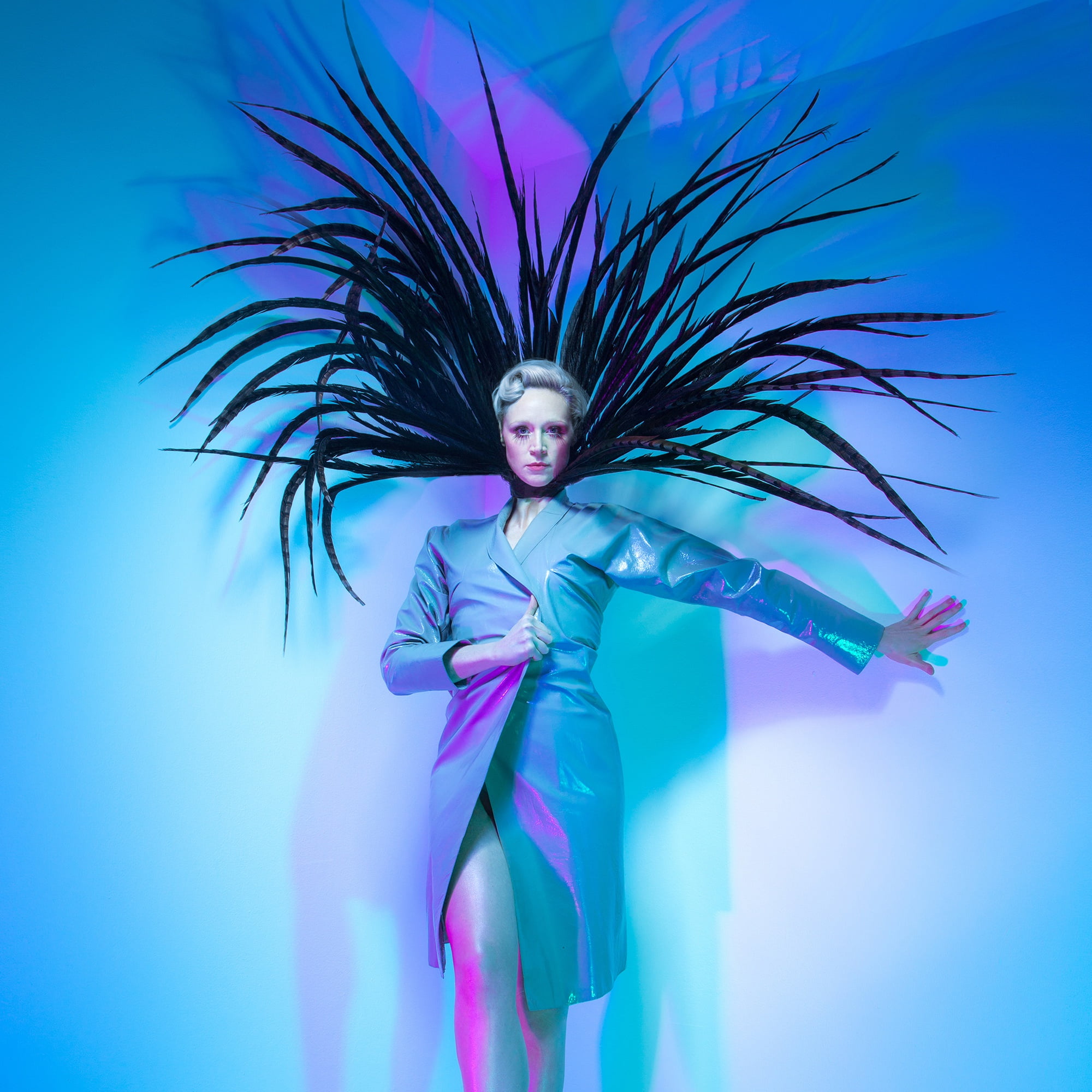 Paper, photoshoot, British, Gwendoline Christie, outfit, 2016, 1080P, hairstyle, feathers, cloak, pose, actress, makeup, Charlotte Rutherford, background, Phone HD Wallpaper