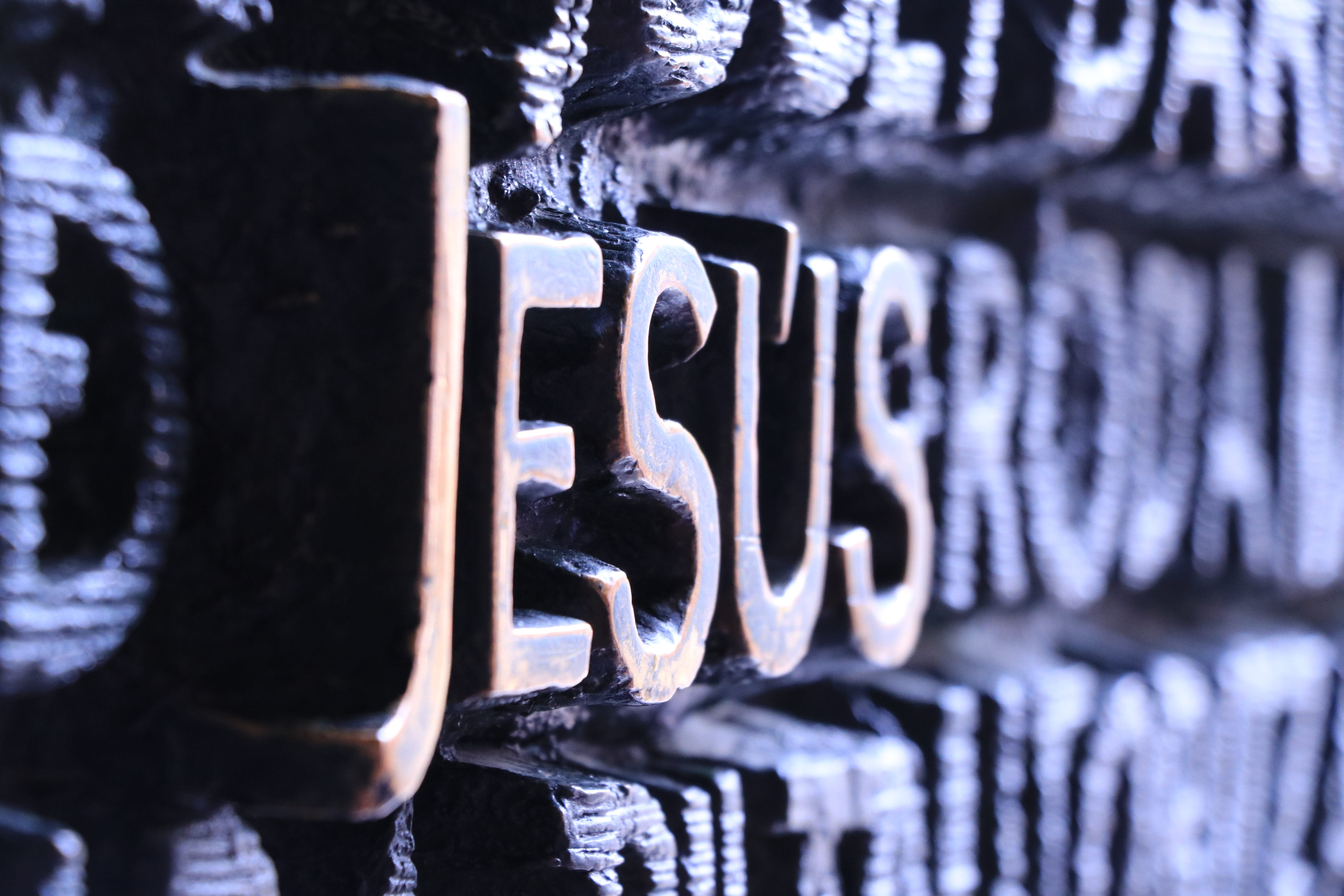 christi, close-up, machinery, outdoors, jesus, bible, no people, pattern, hanging, in a row, day, nature, place of worship, faith, christ, word, 5K, black color, HD Wallpaper