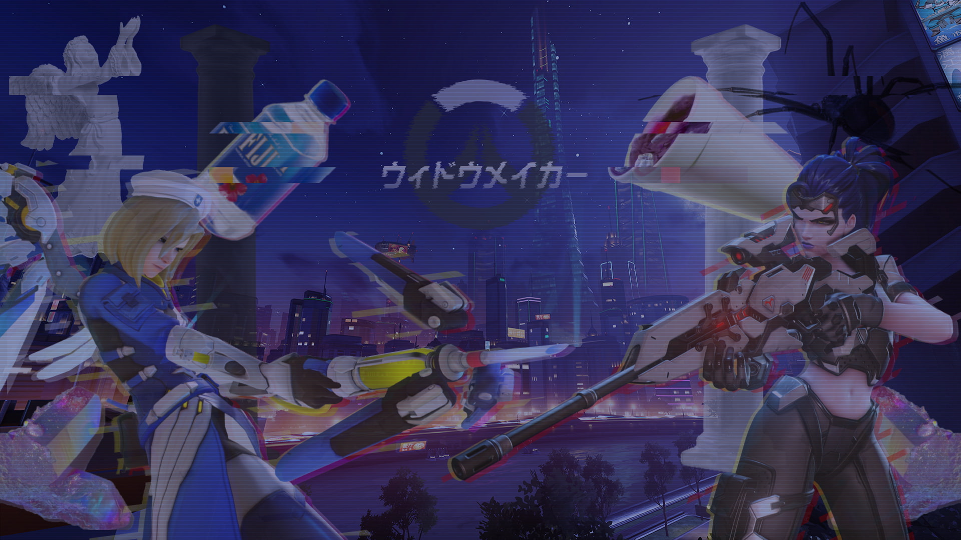 people, digital composite, animals in the wild, group of people, Widowmaker (Overwatch), arts culture and entertainment, vertebrate, city, 1080P, Overwatch, HD Wallpaper