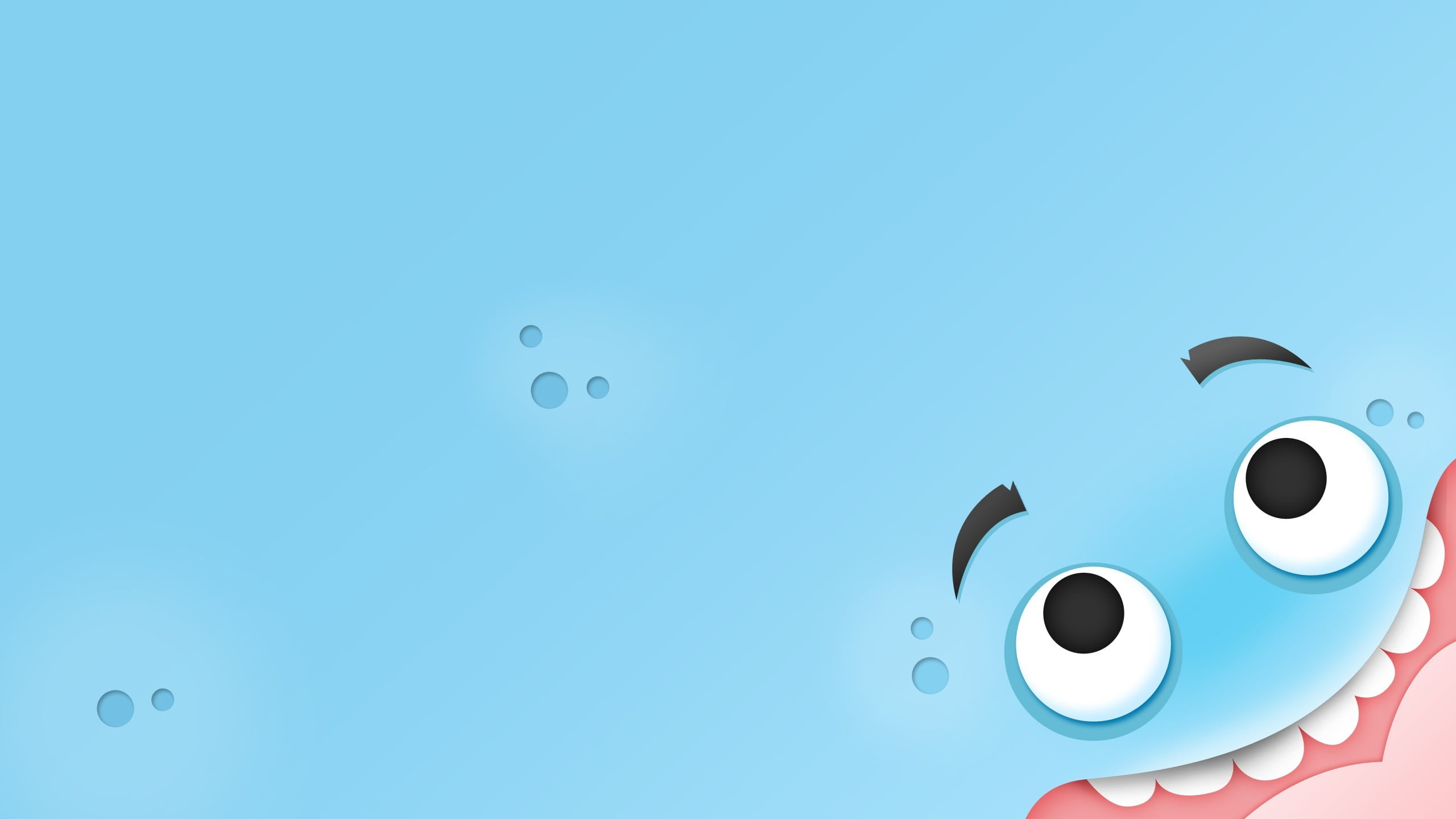 2K, close-up, cartoon, creativity, eyes, blue, drop, studio shot, water, still life, artwork, teeth, no people, copy space, colored background, HD Wallpaper