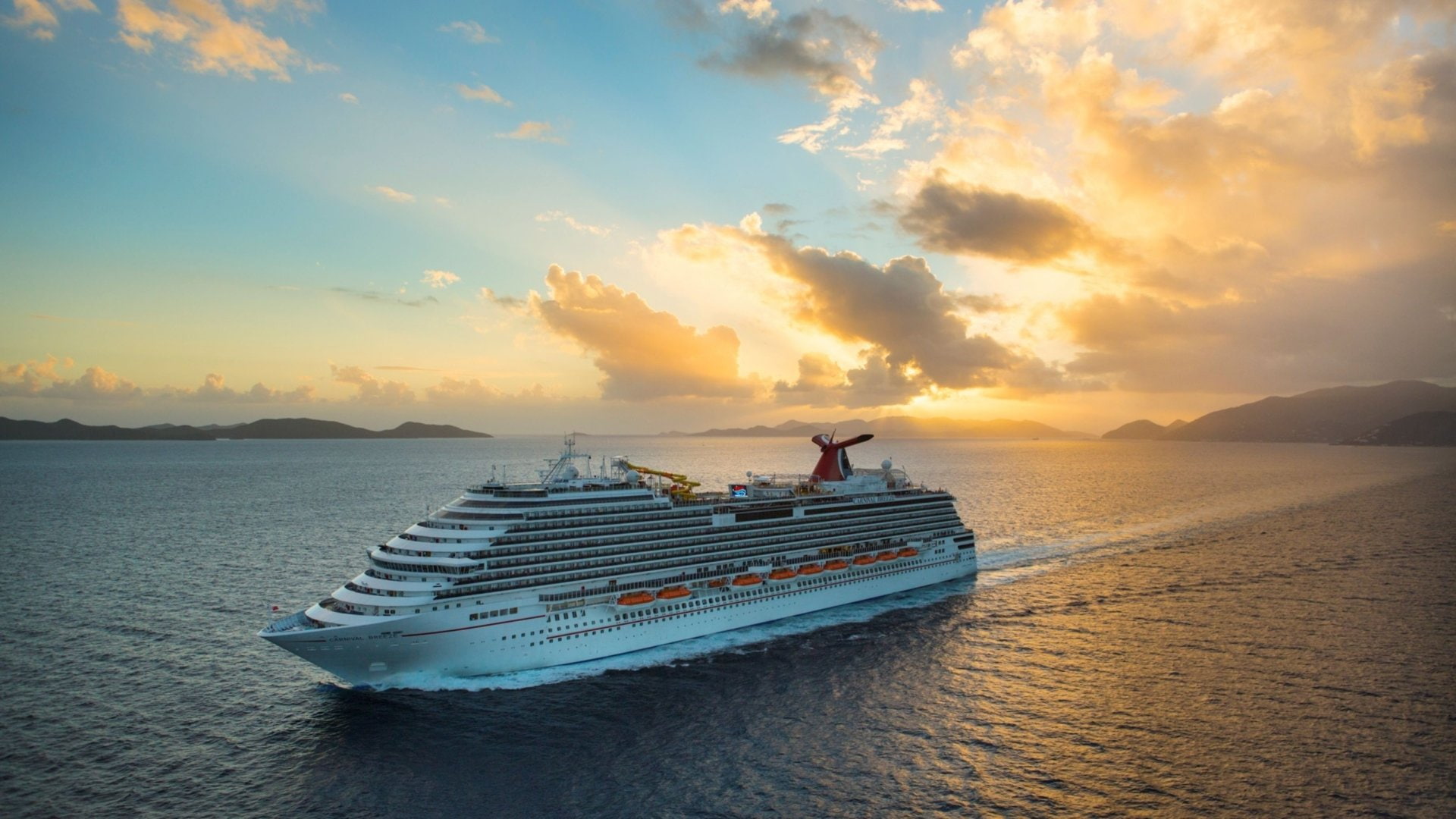 Cruise Ship, Carnival Breeze, 1080P, Cruise Ships, Sunset, HD Wallpaper