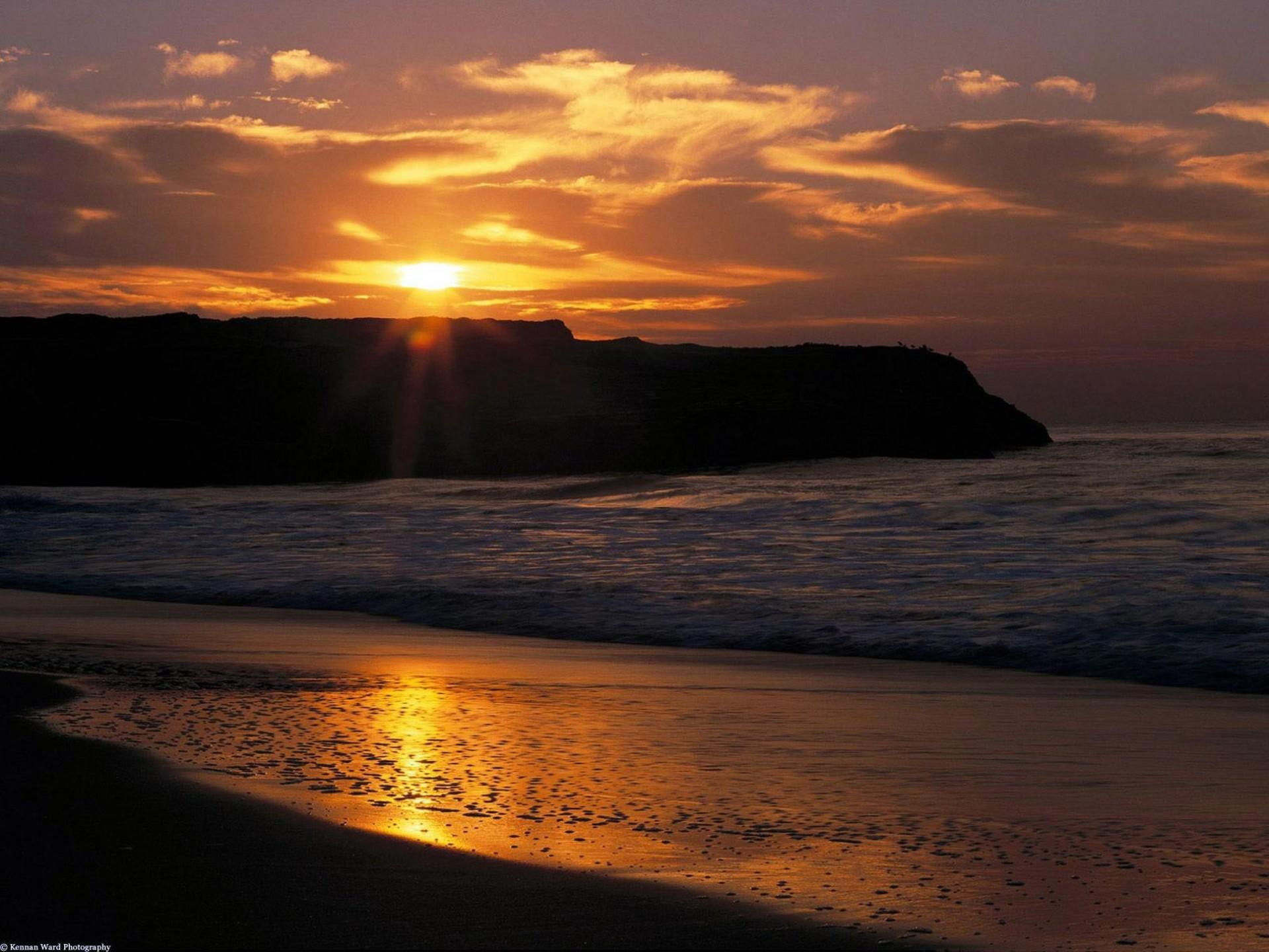 evening, 3d and abstract, sunrise, ocean, 1080P, beaches, sunset, breeze, nature, HD Wallpaper