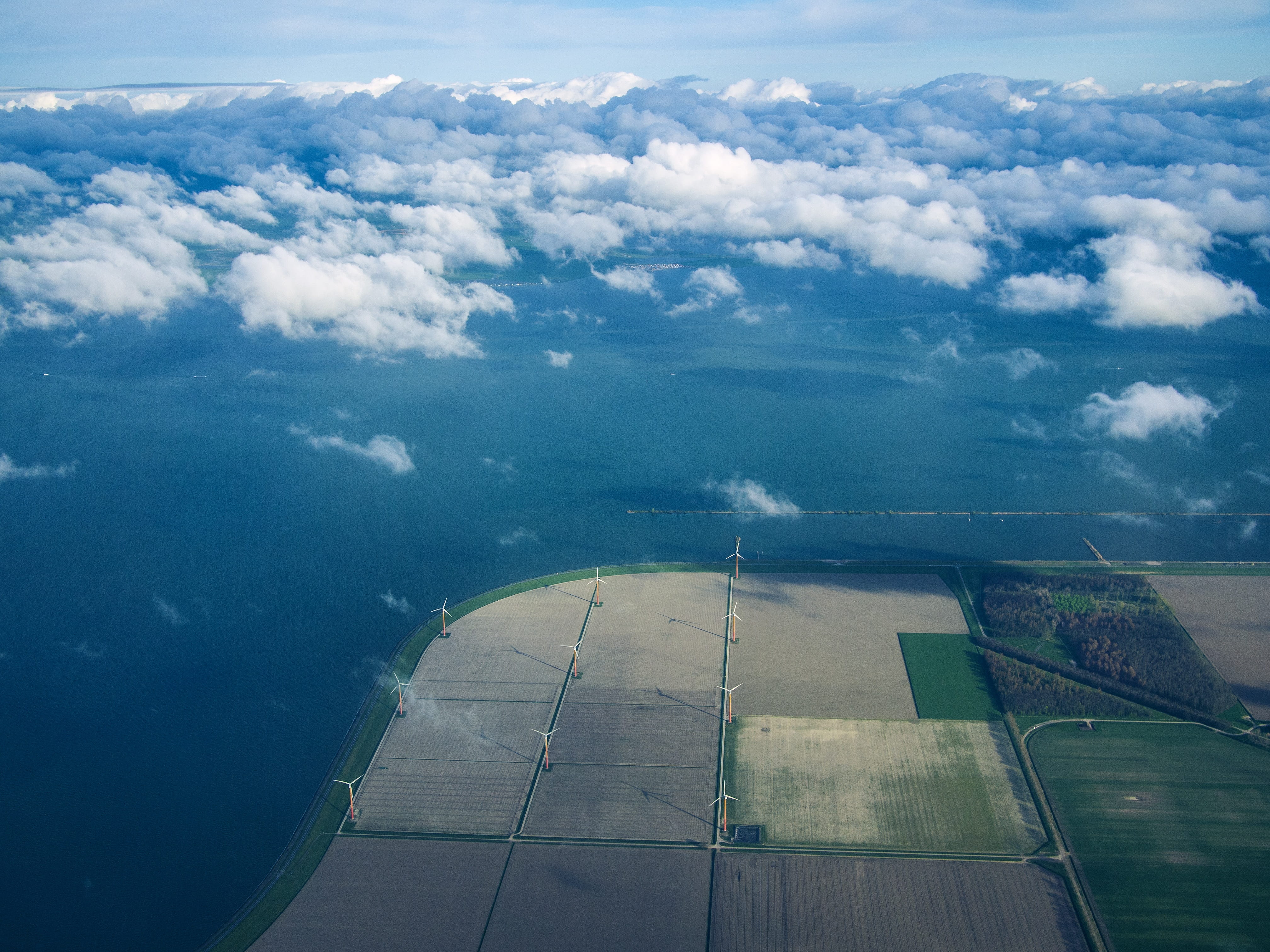 green, above, ecology, Boven, flying, Netherlands, sky, Nederland, agriculture, bird view, field, aerial view, 4K, tranquil scene, outdoors, fields, water, HD Wallpaper