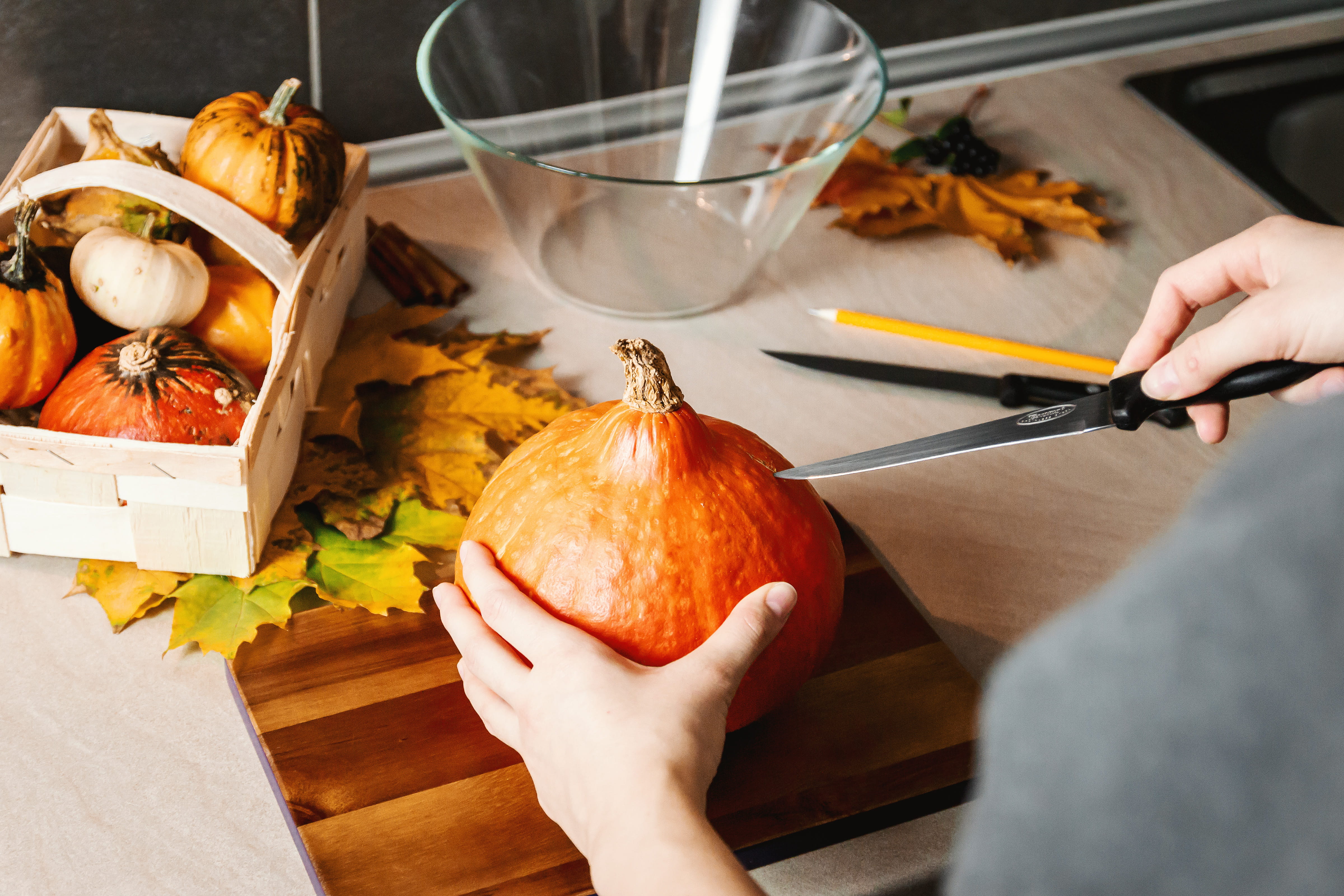 indoors, halloween, girls, celebration, carve, wellbeing, 4K, table, one person, vegetable, high angle view, hand, preparing food, human body part, women, HD Wallpaper