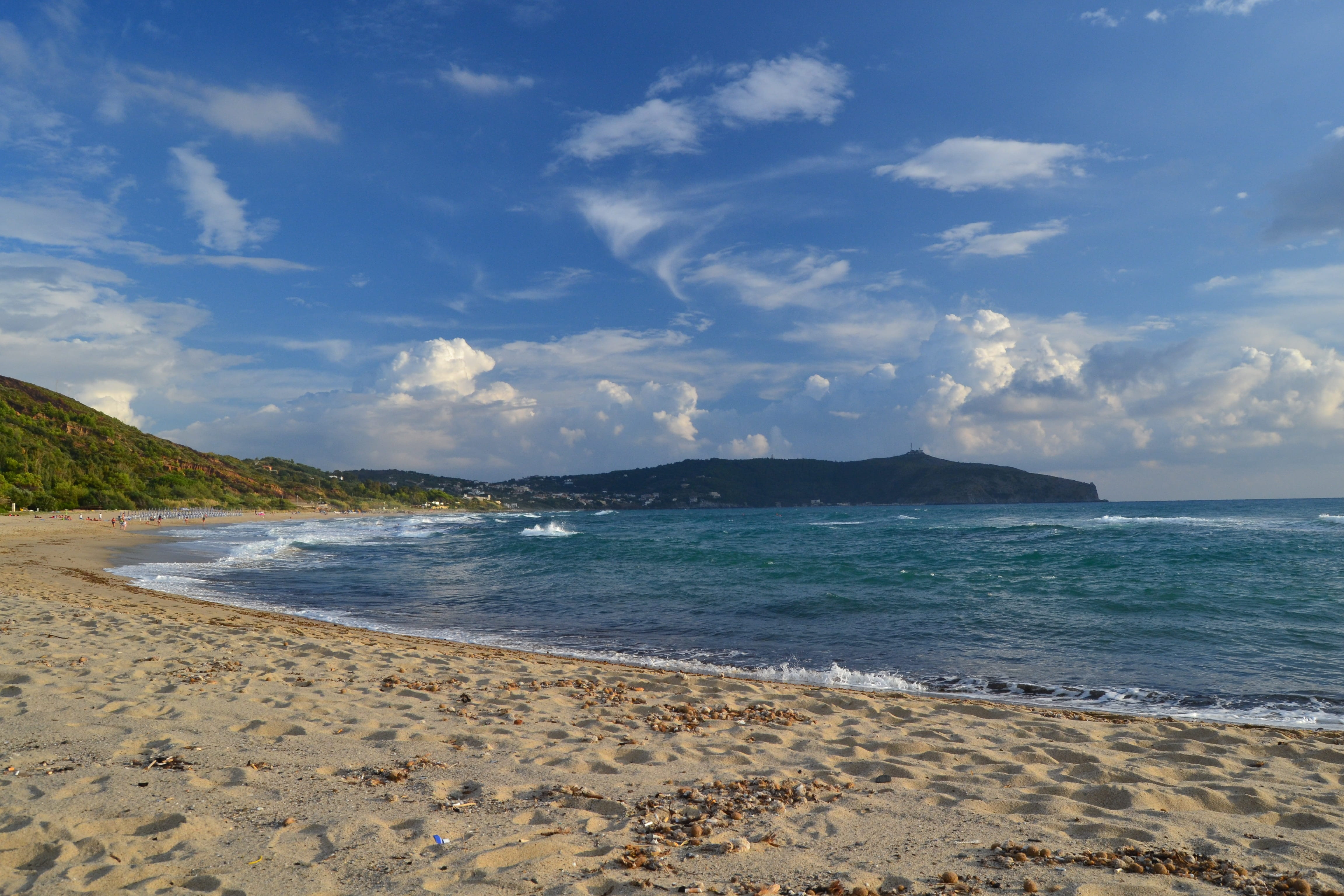 cloud - sky, Beach, sky, land, day, beach, sea, Palinuro, 4K, mediterranean, scenics, beauty in nature, nature, Sea, tourism, coastline, water, scenics - nature, HD Wallpaper