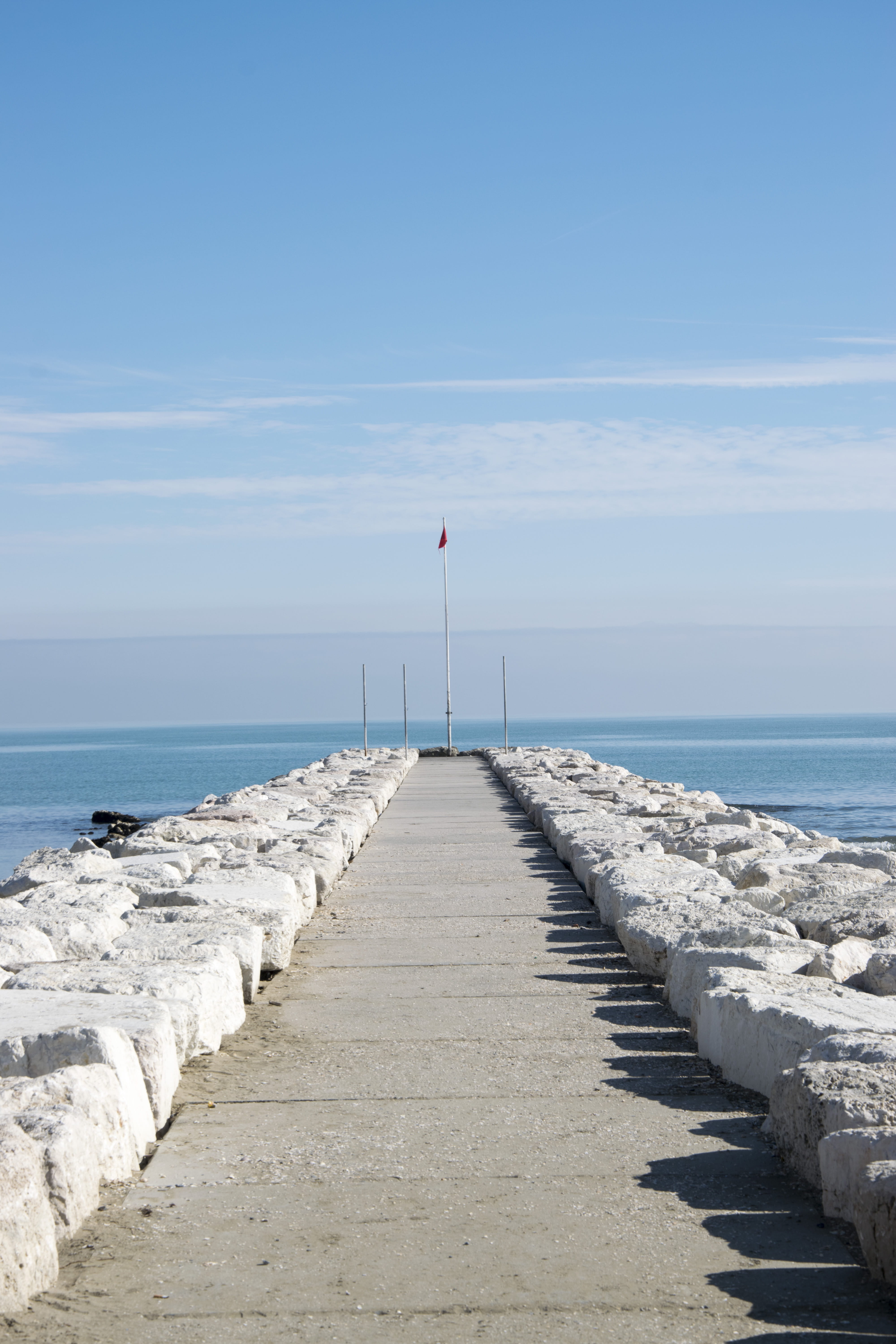 horizon over water, beauty in nature, the way forward, sea, direction, no people, tranquility, 5K, tranquil scene, footpath, day, lido, diminishing perspective, Phone HD Wallpaper