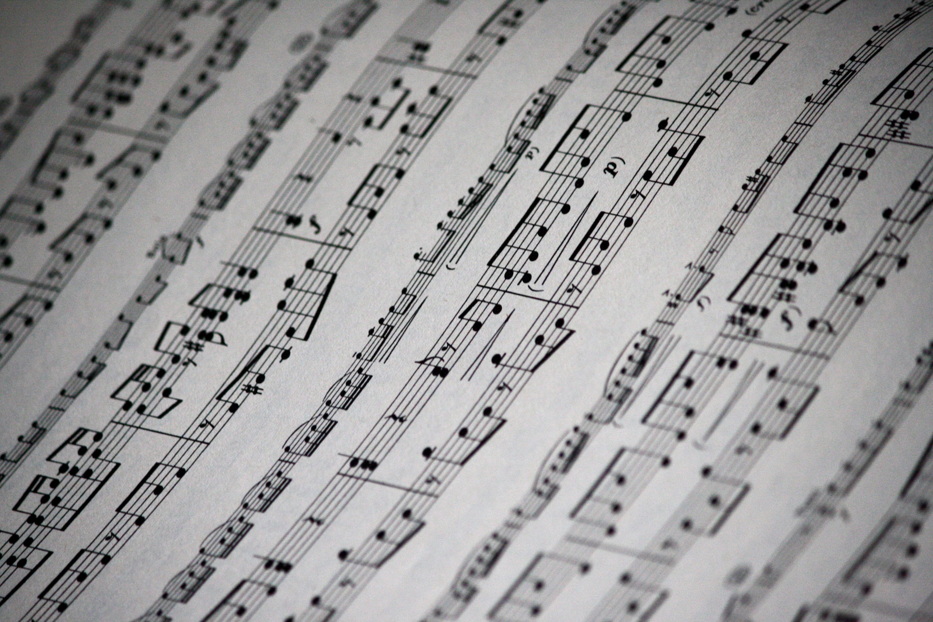 2K, publication, no people, texture, classical music, backgrounds, arrangement, close-up, book, performance, composer, paper, melody, piano, orchestra, HD Wallpaper
