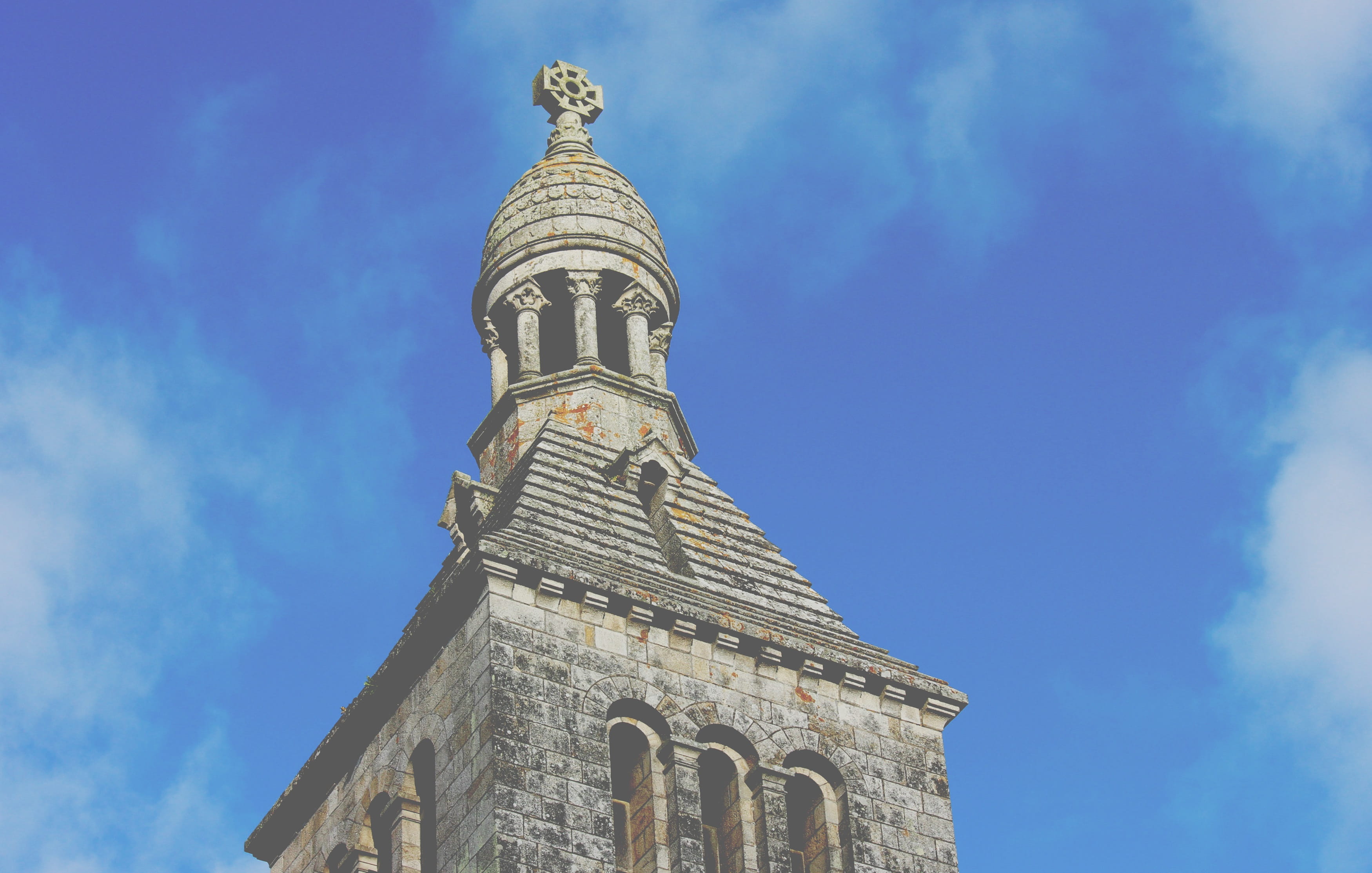 building Exterior, church, cathedral, concrete, sky, blue, tower, gray, built Structure, cloud - sky, 2K, history, religion, no people, spire, day, architecture, HD Wallpaper